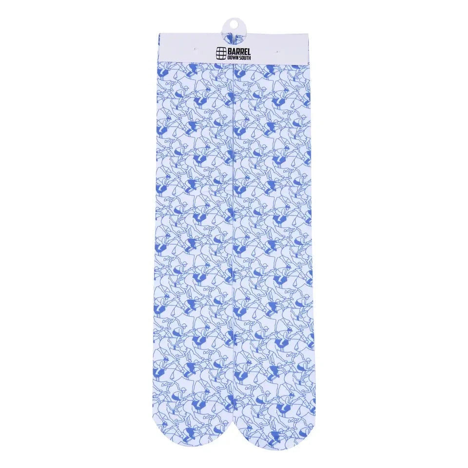 Blue Horses Pattern Printed Socks - Barrel Down South
