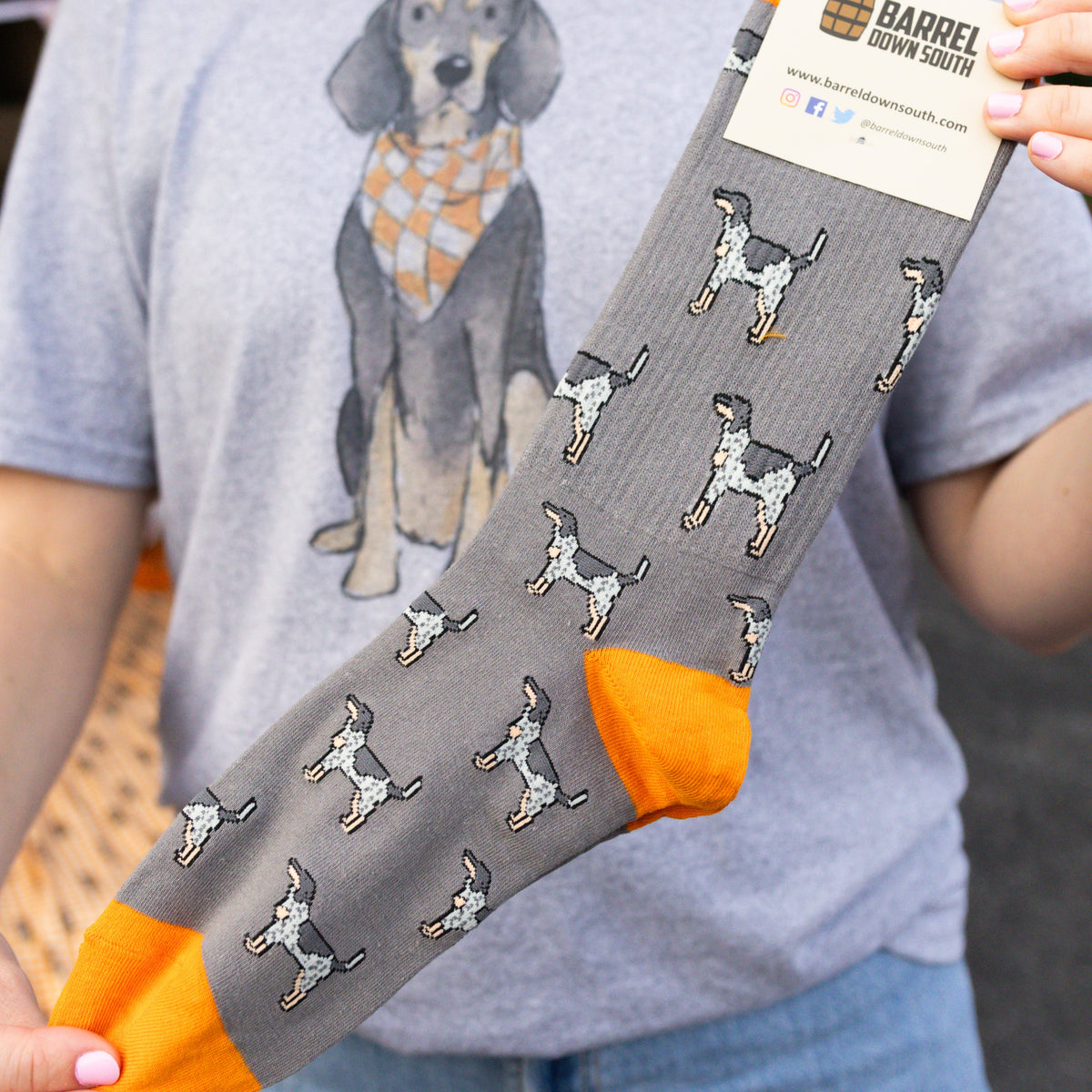 Grey Bluetick Coonhound Ribbed Socks - Barrel Down South