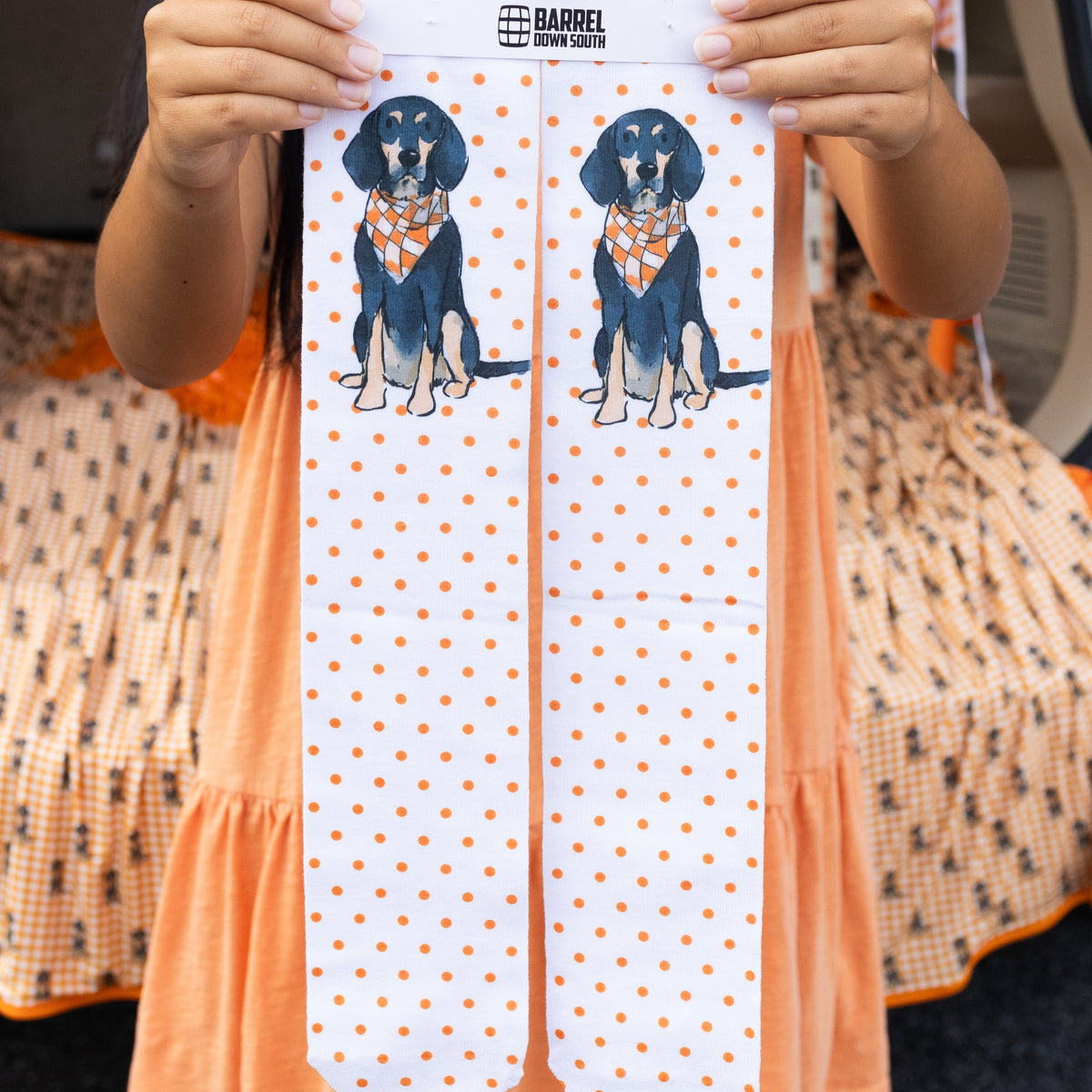 Sitting Bluetick Coonhound Dog Printed Socks - Barrel Down South
