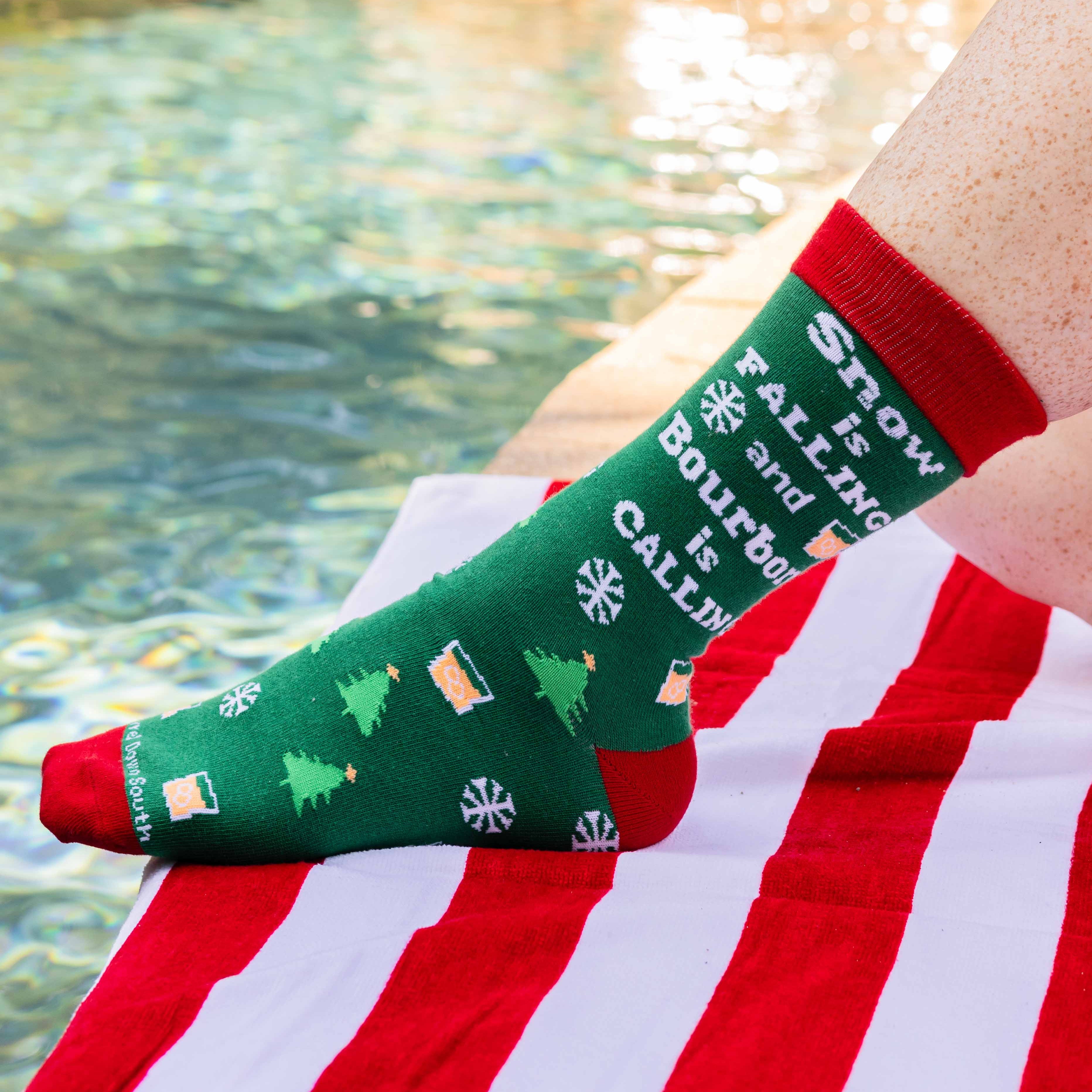 Snow is Falling And Bourbon Is Calling V2 Socks - Barrel Down South