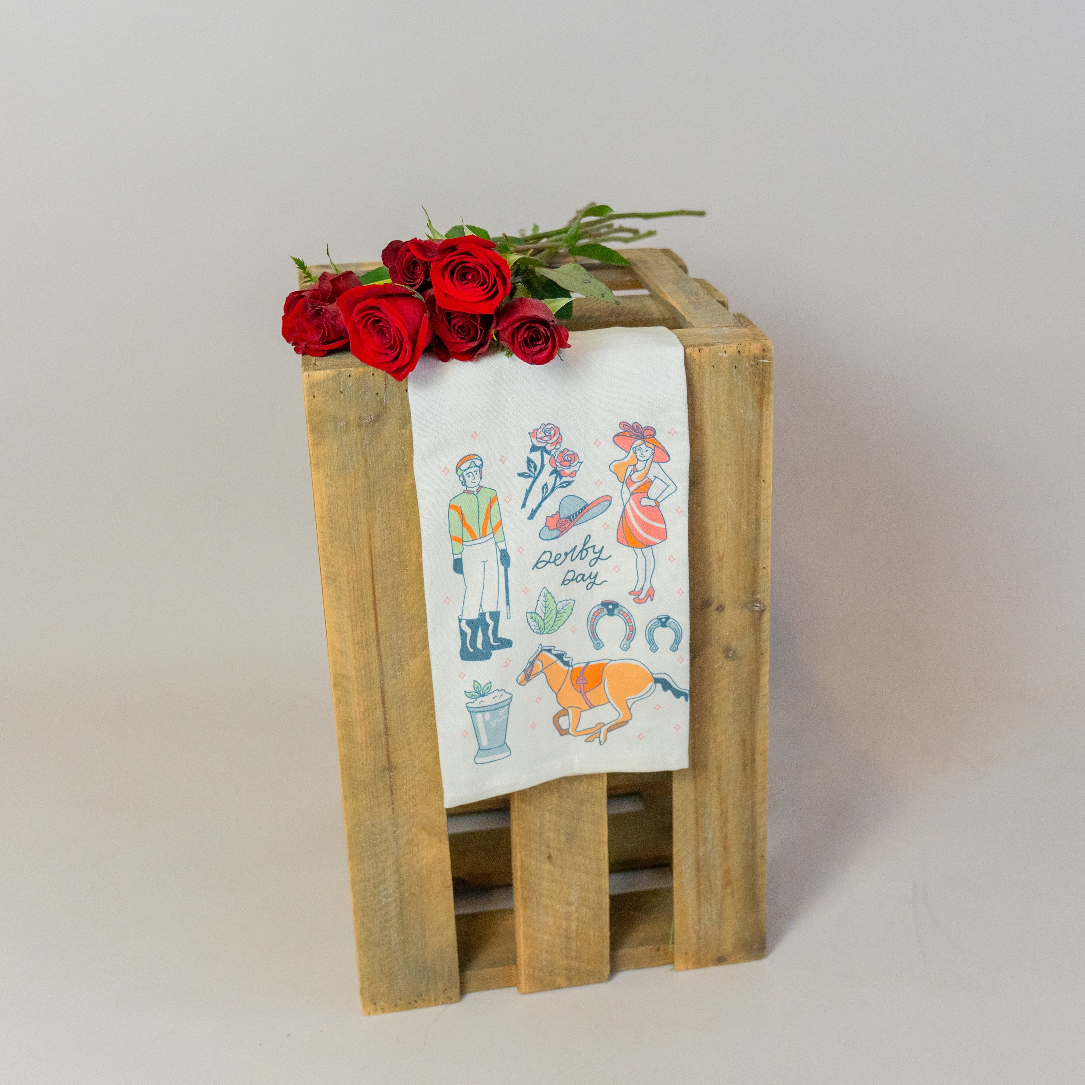 Horse Racing Derby Day Icons Tea Towel - Barrel Down South