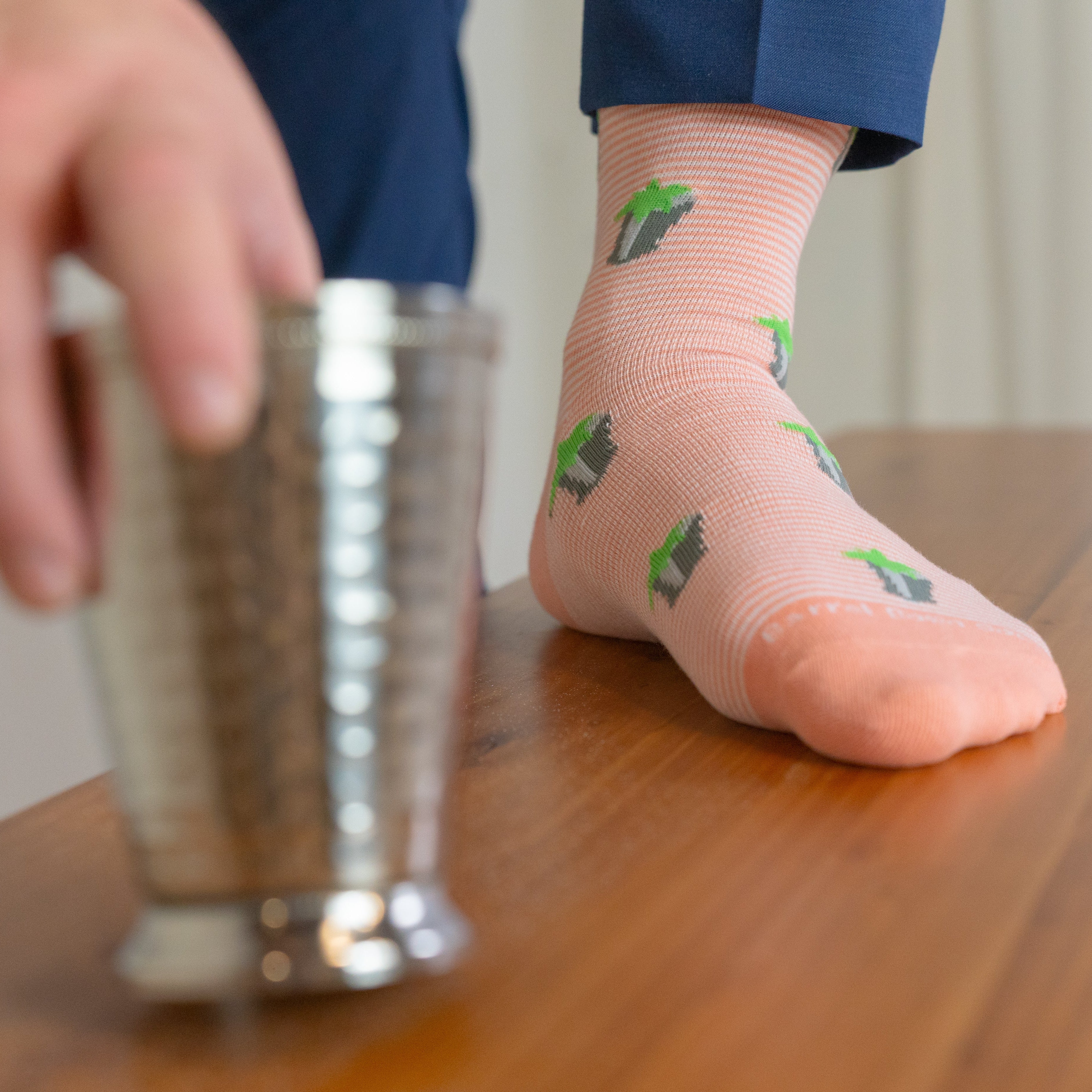 Coral Striped Mint Julep Sock - Barrel Down South