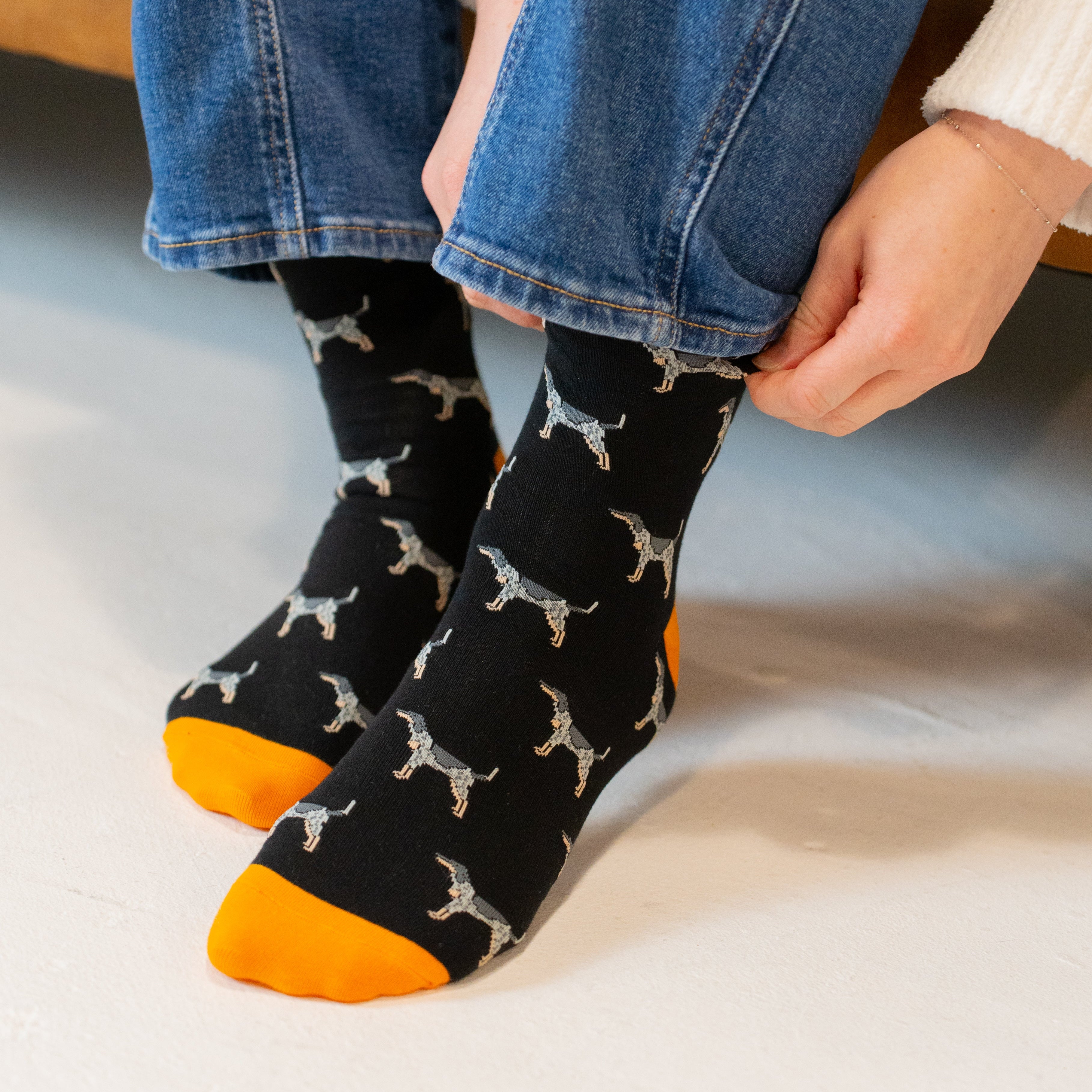 Coonhound Dog Black Socks - Barrel Down South