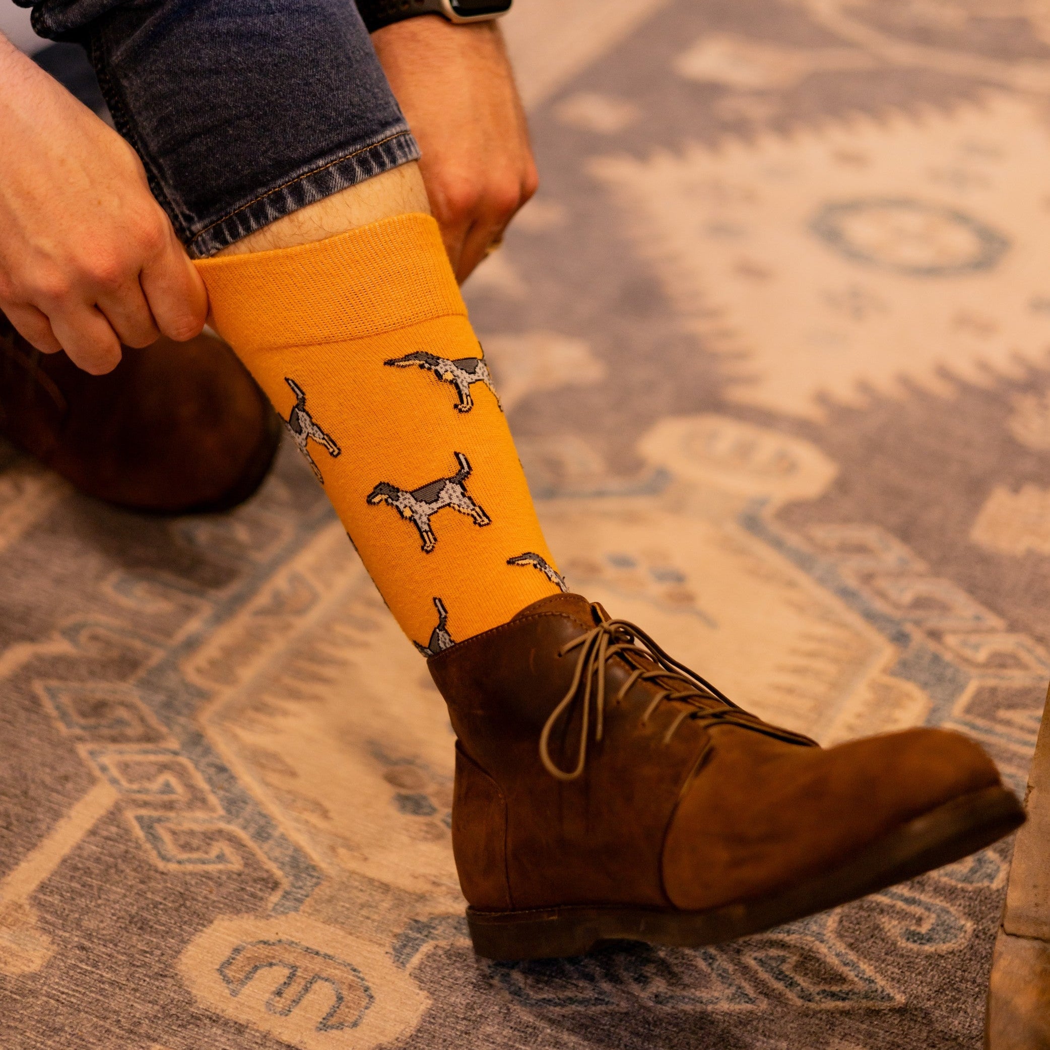 Orange Coonhound Socks - Barrel Down South