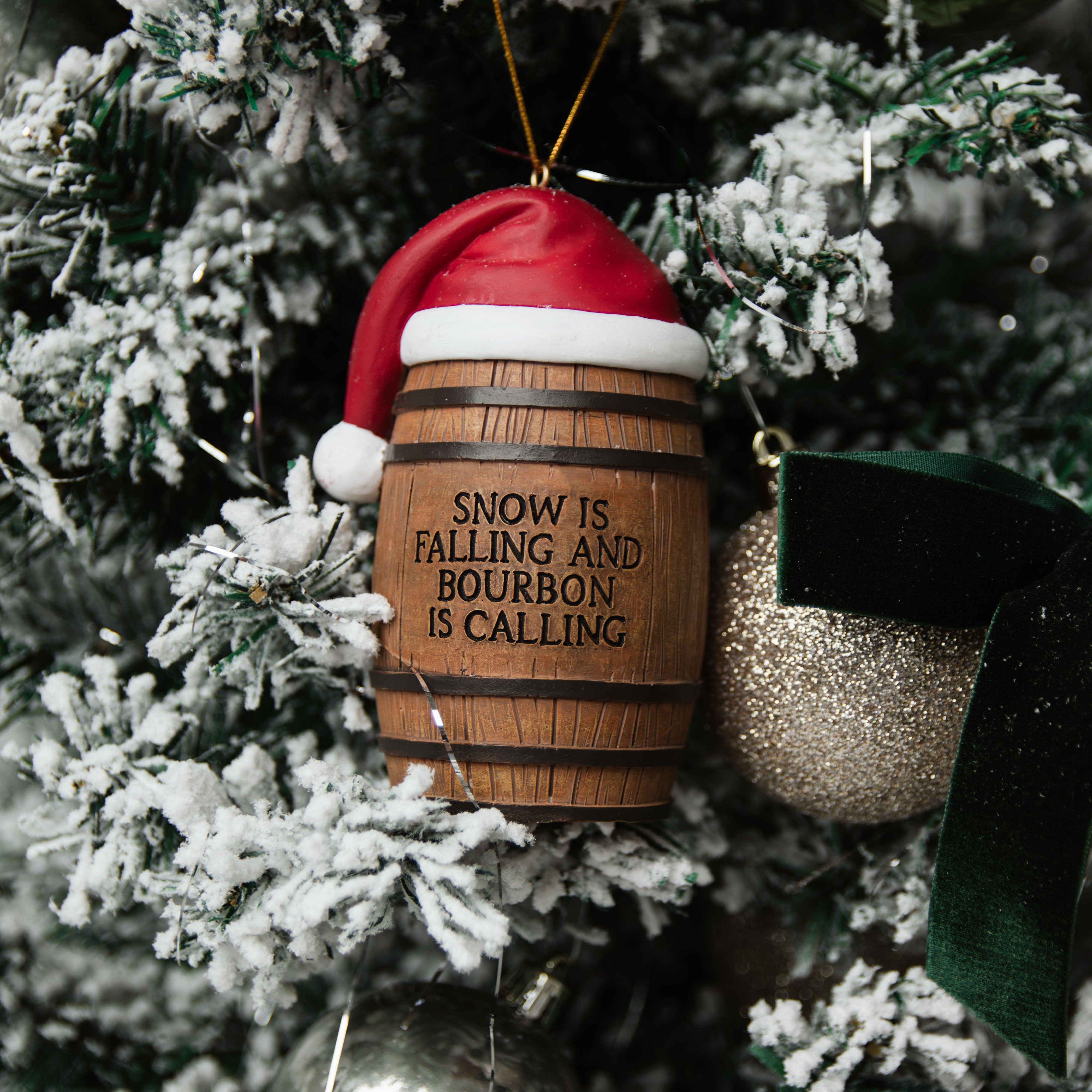 Bourbon Barrel Snow is Falling and Bourbon is Calling Ornament - Barrel Down South