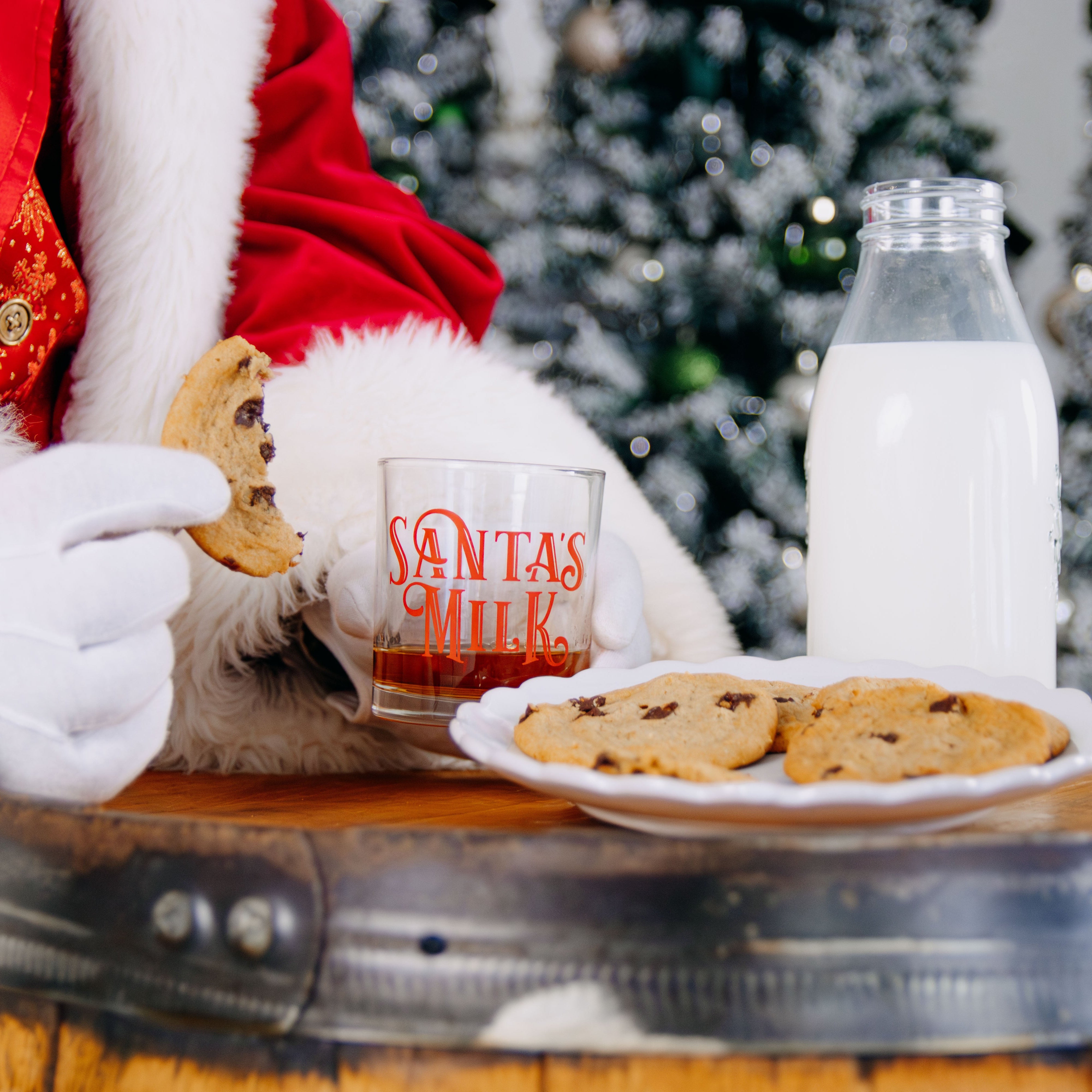 Santa's Milk Christmas Rocks Glass - Barrel Down South