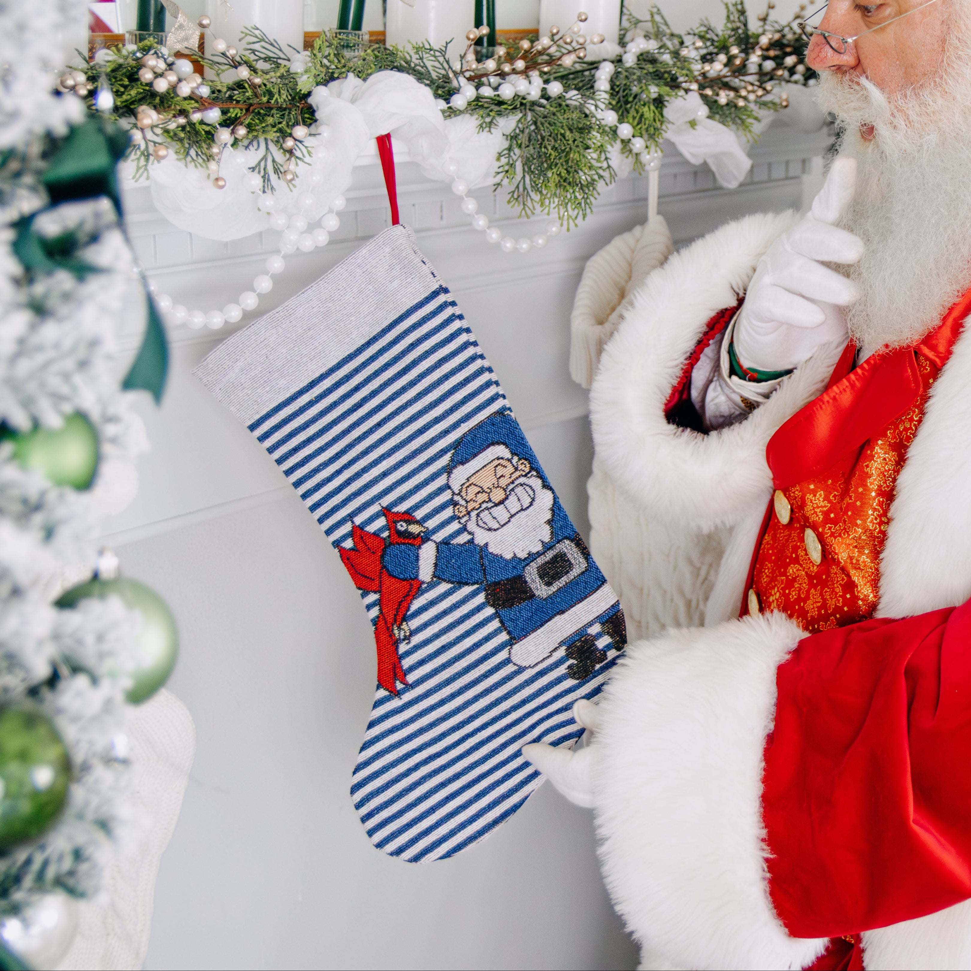 Blue Stripe Naughty List Stocking - Barrel Down South