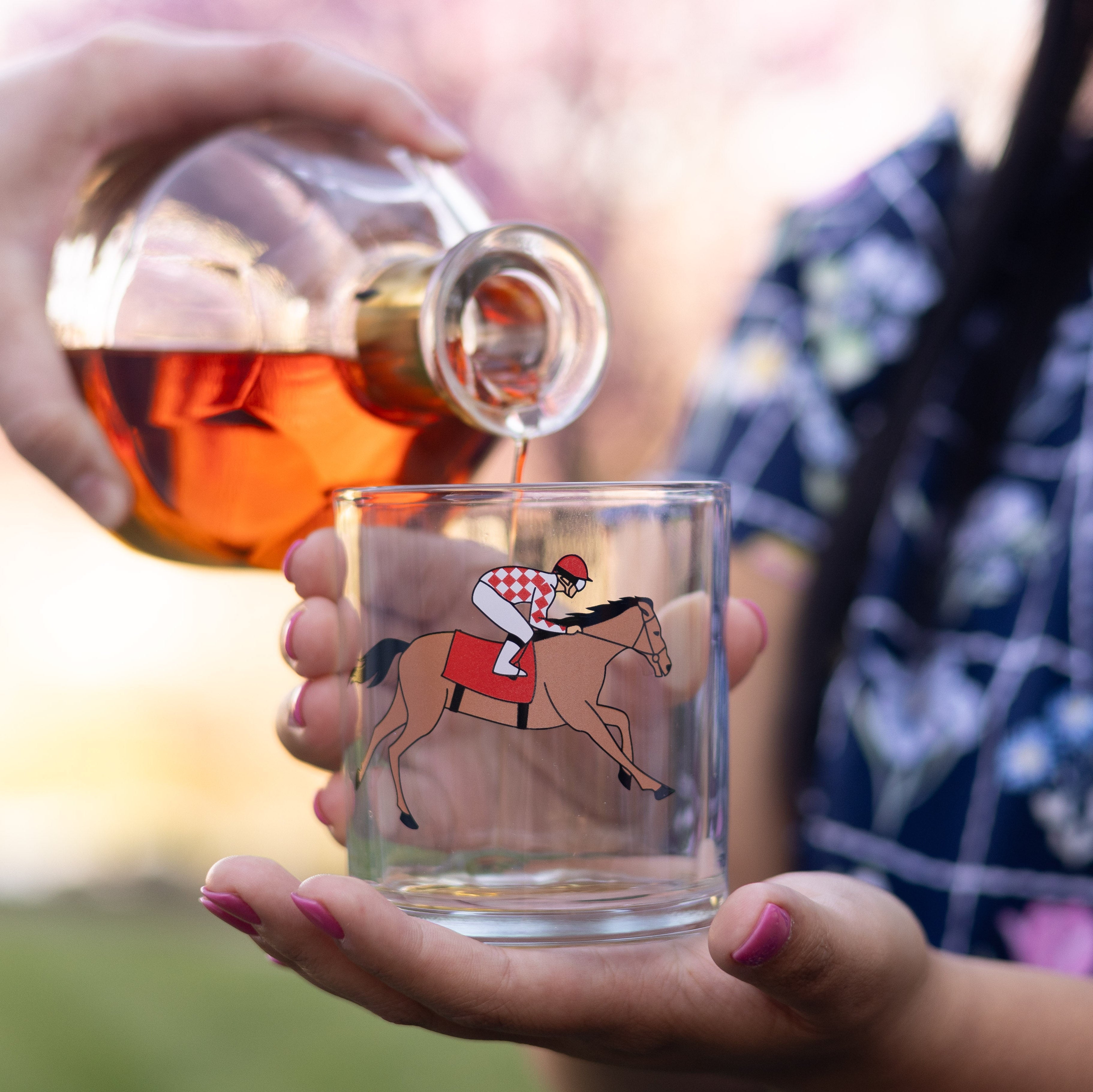 Running Horse Rocks Glass- Red - Barrel Down South