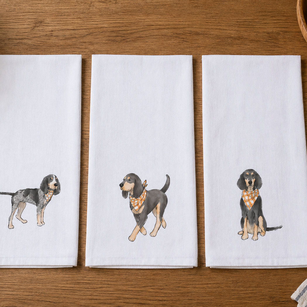 Bluetick Coonhound Tea Towel Trio - Barrel Down South
