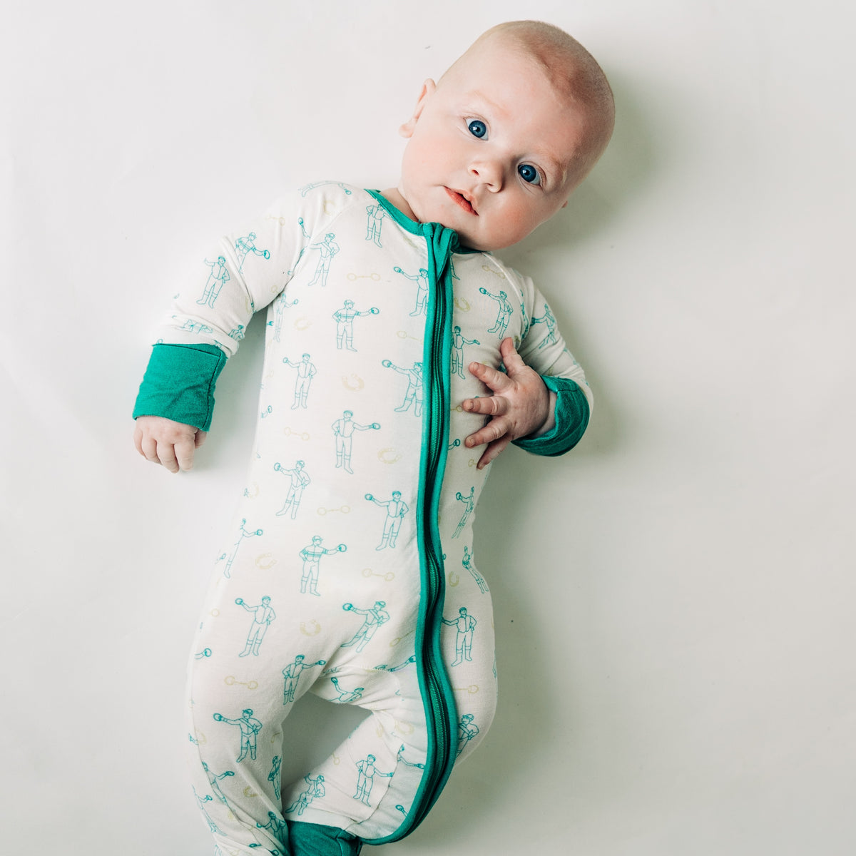 Mint Jockeys and Horseshoes Unisex Kids Pajamas - Barrel Down South
