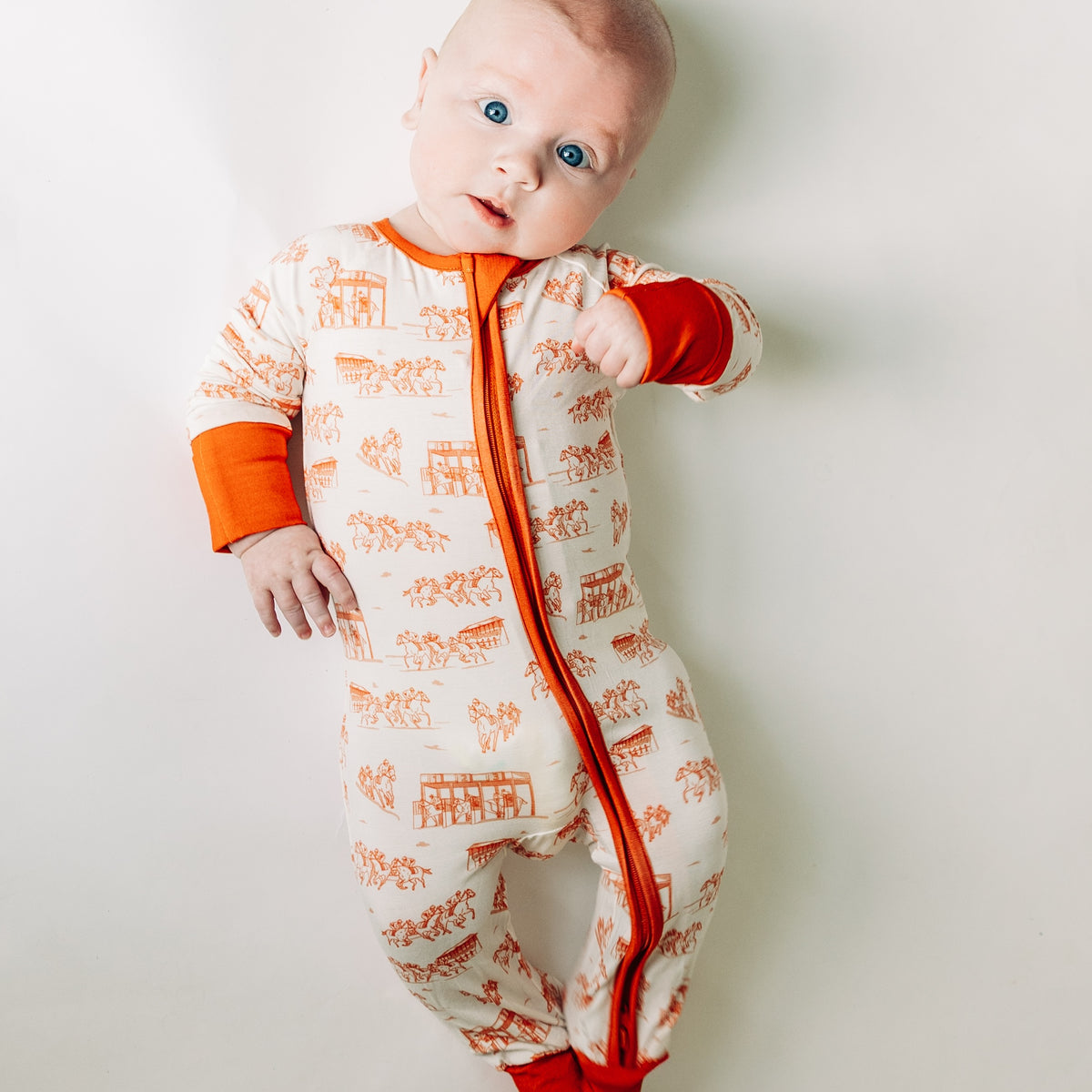 Peach Horse Racing Icons Unisex Kids Pajamas - Barrel Down South