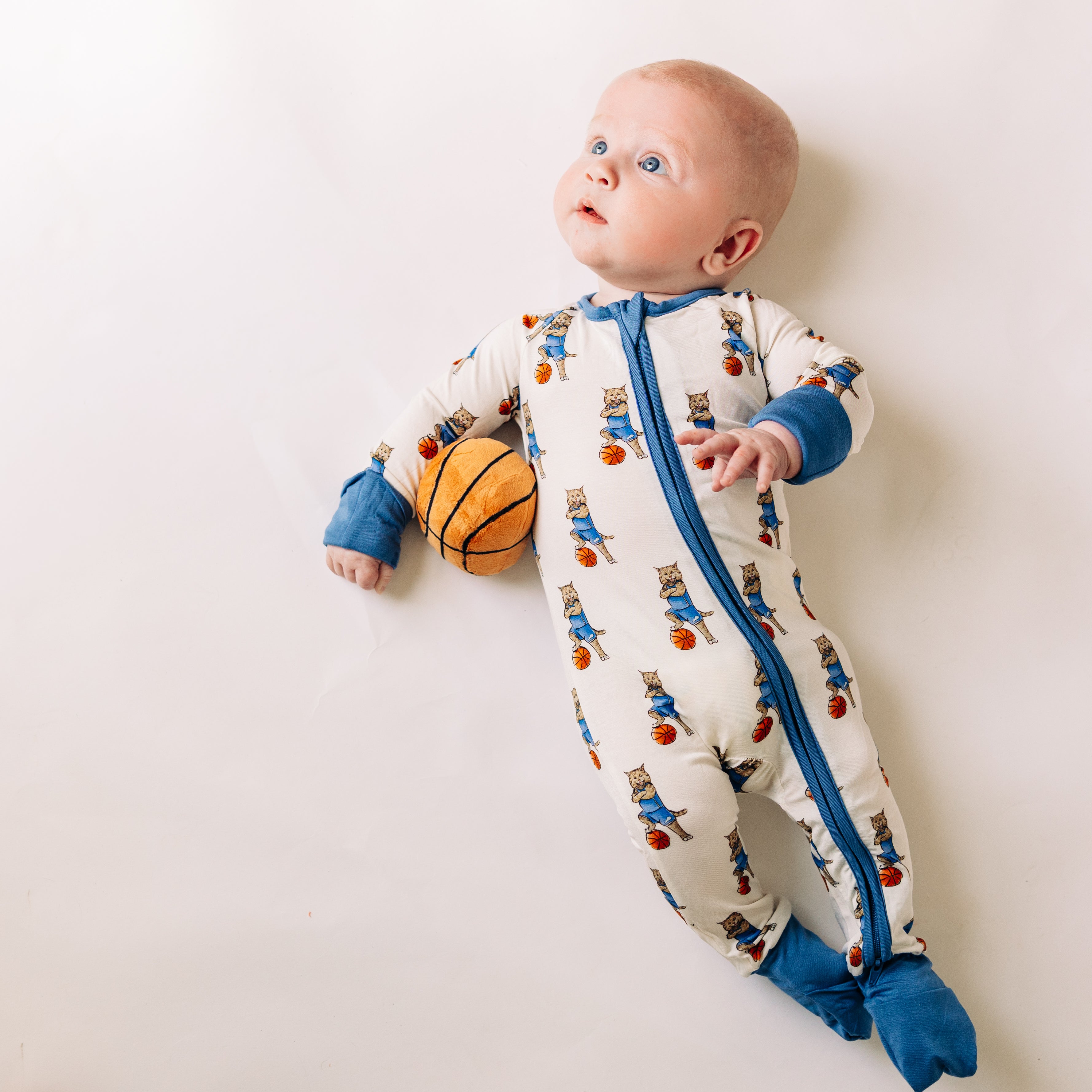 Standing Wildcat with Basketball Unisex Kids Pajamas - Barrel Down South