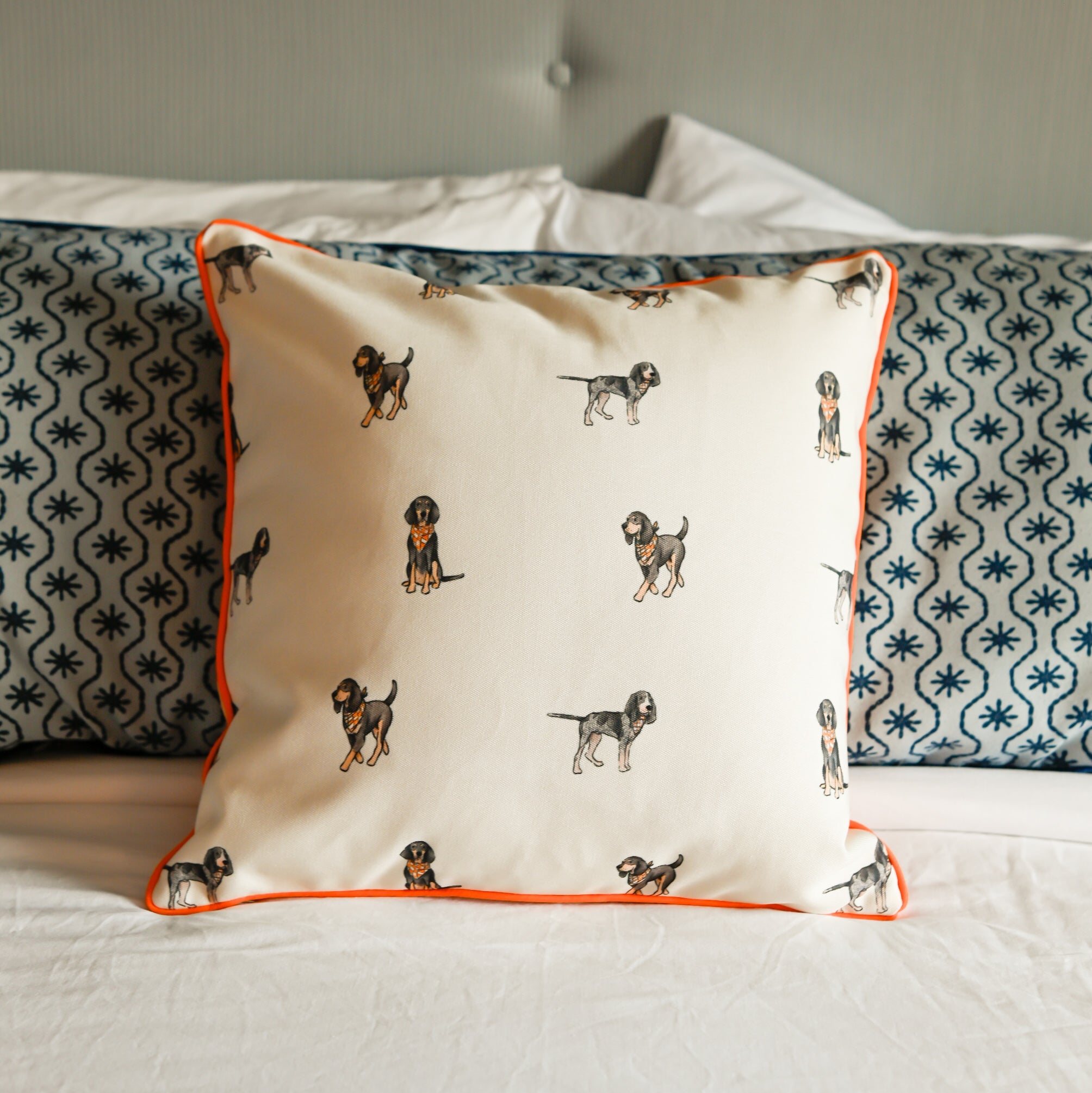 Bluetick Coonhound Gingham Pillow - Barrel Down South