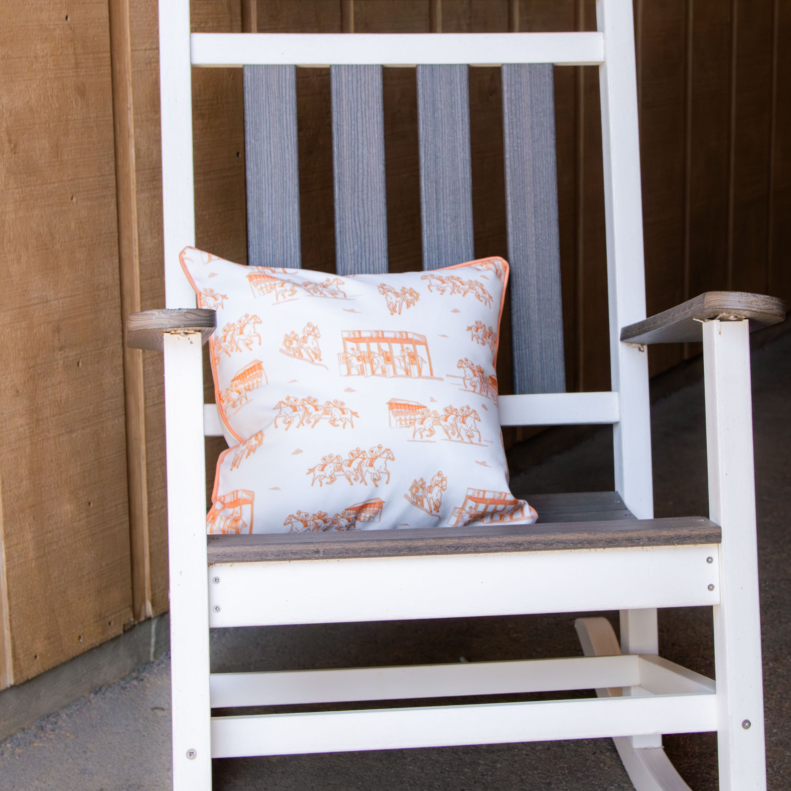 Peach Horse Racing Icons Pillow - Barrel Down South