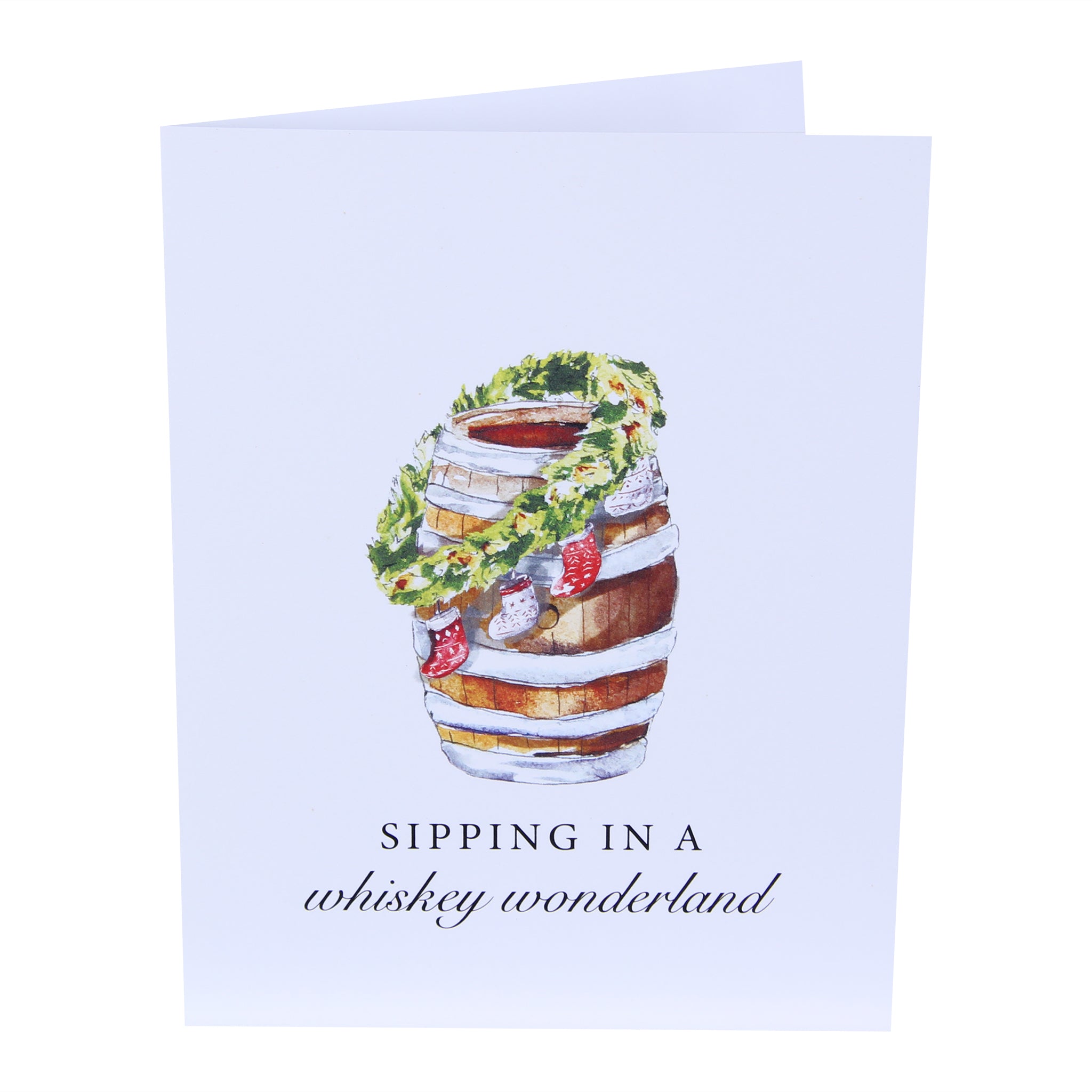 Sipping In A Whiskey Wonderland Wreath Greeting Card - Barrel Down South
