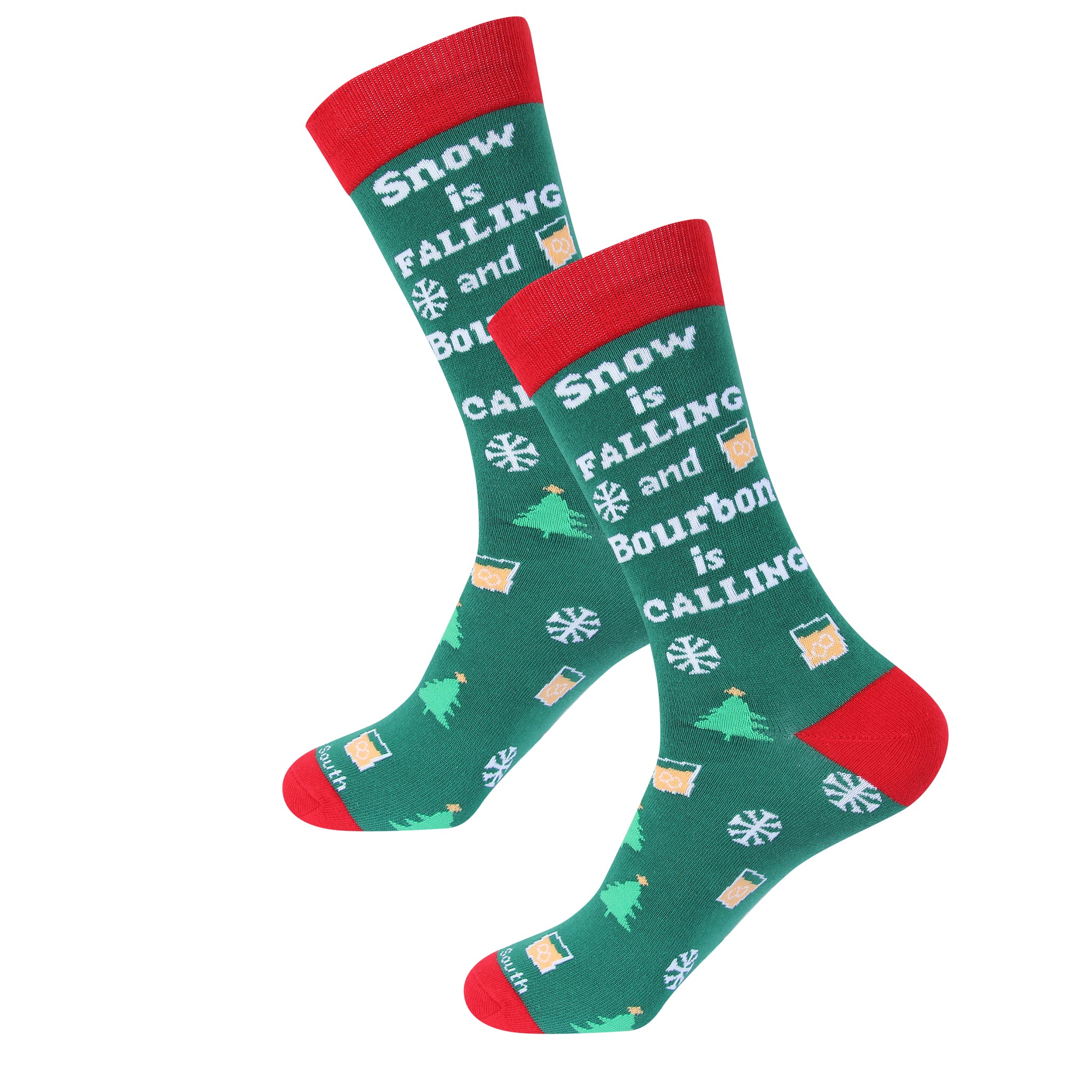 Snow is Falling And Bourbon Is Calling V2 Socks - Barrel Down South