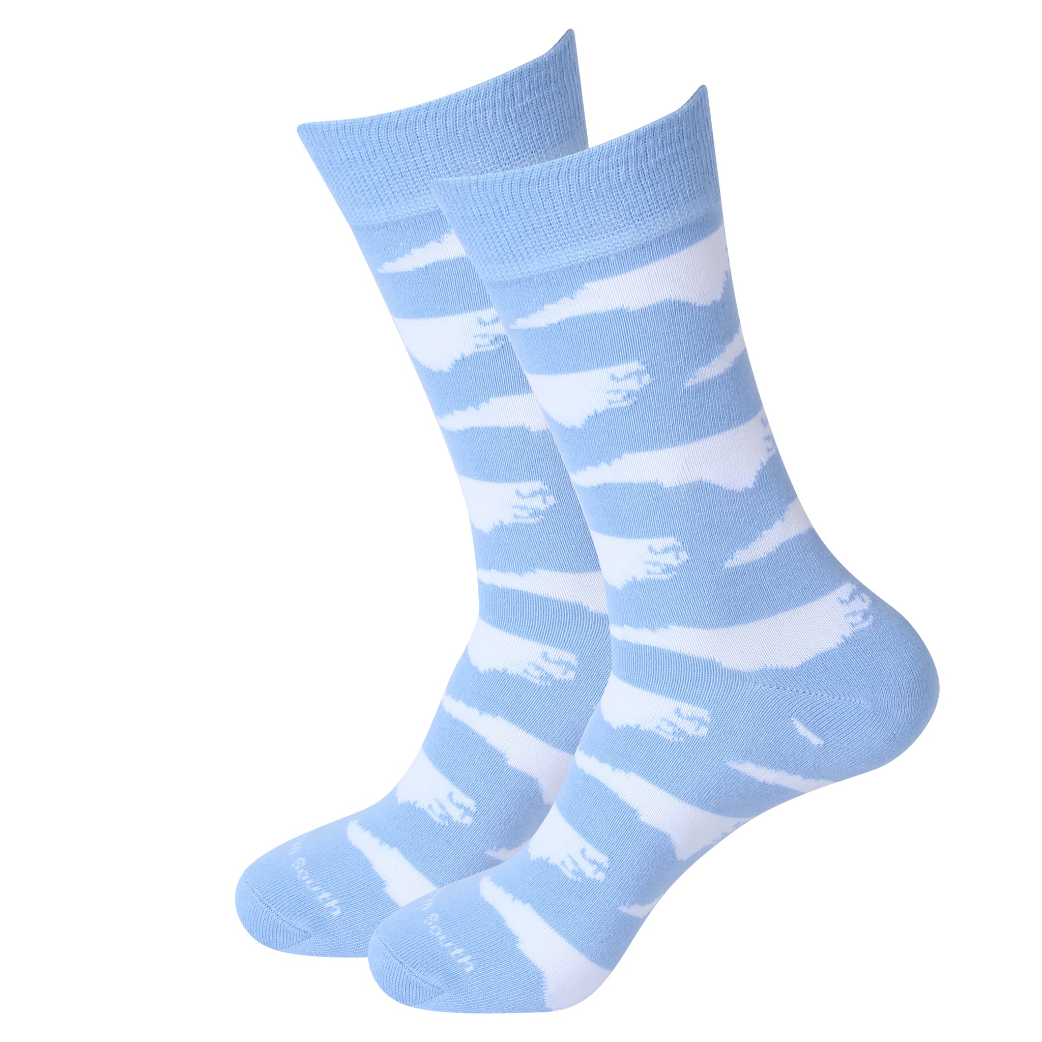 Light Blue/White North Carolina Shape Socks
