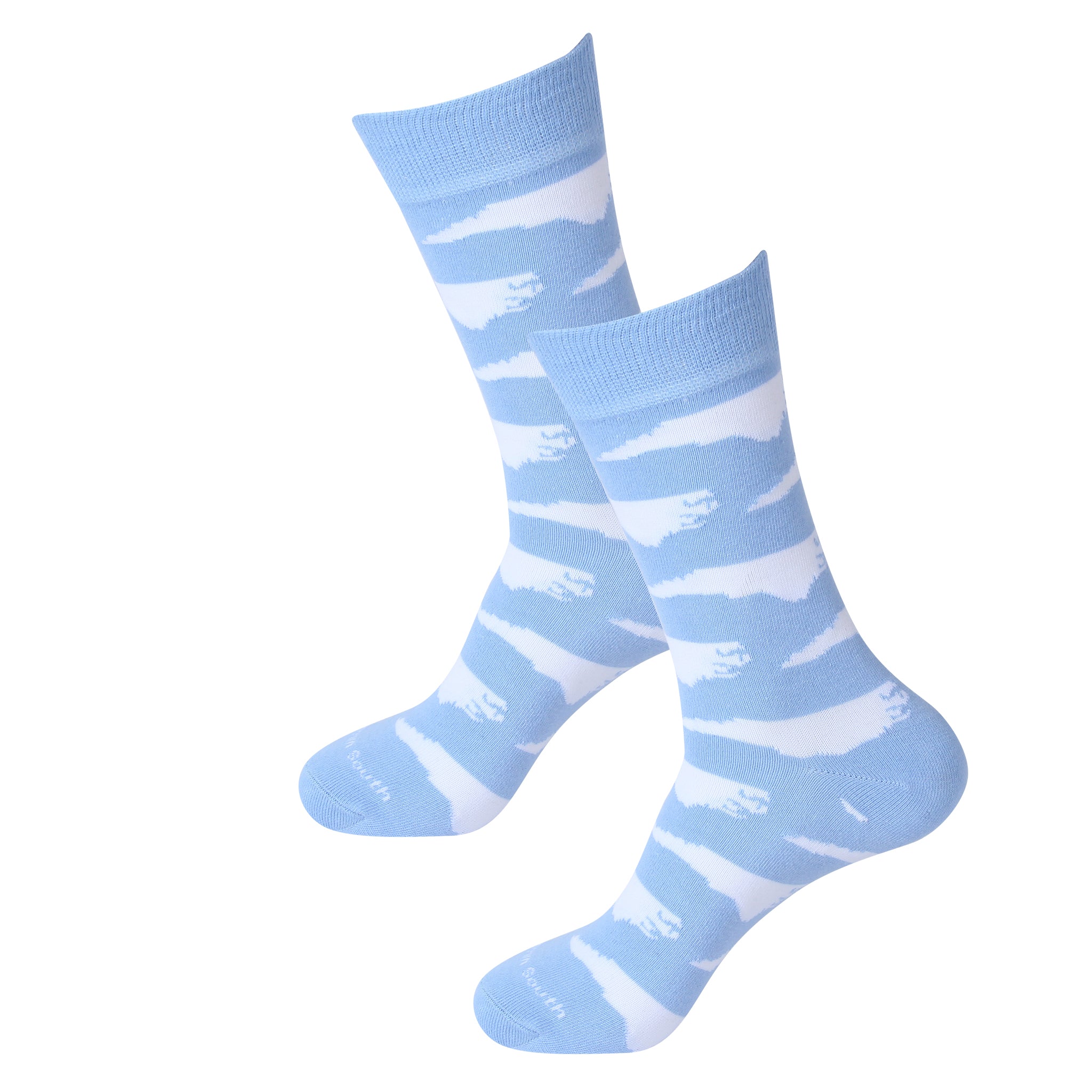 Light Blue/White North Carolina Shape Socks