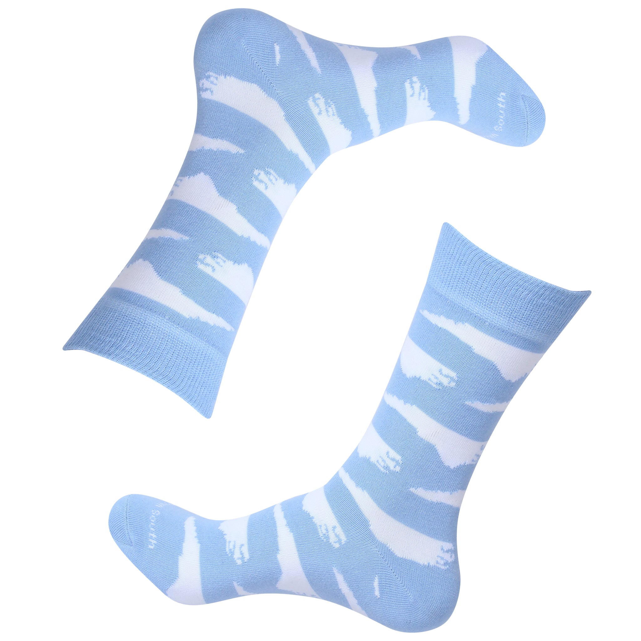 Light Blue/White North Carolina Shape Socks