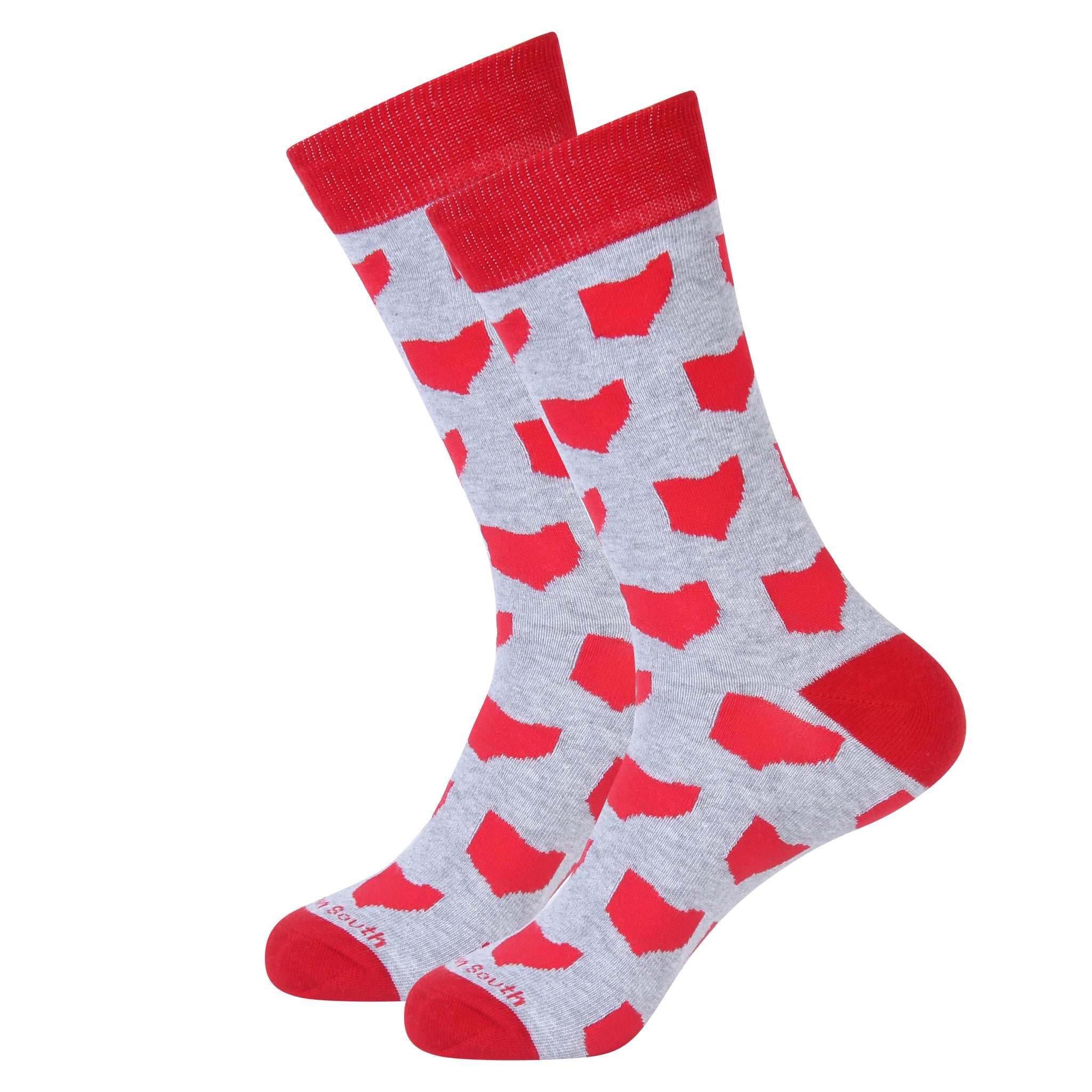 Grey/Red Ohio Shape Socks