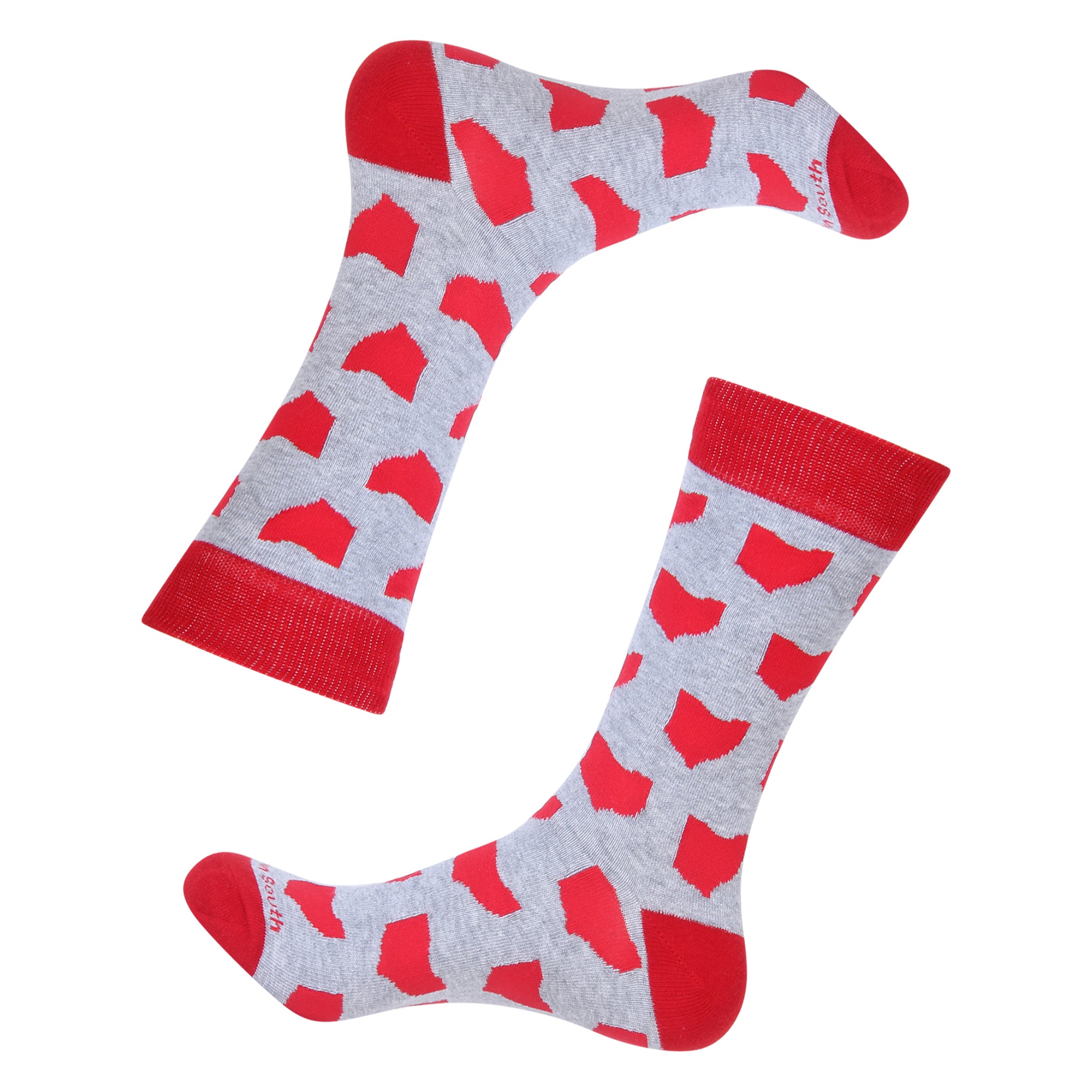 Grey/Red Ohio Shape Socks
