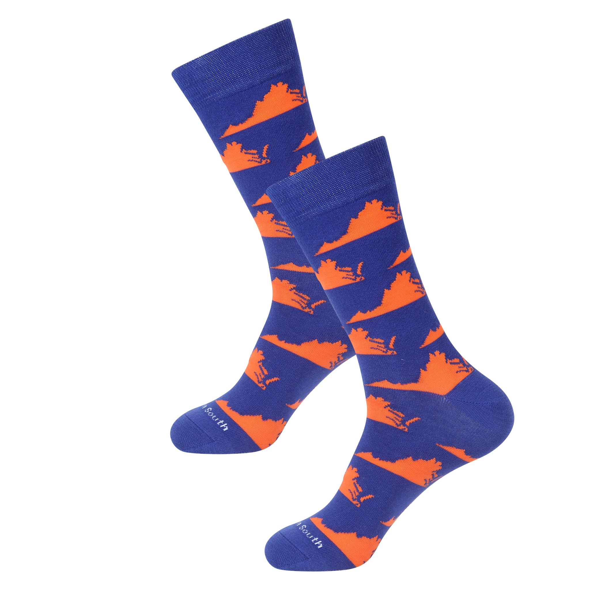 Blue/Orange Virginia Shape Socks