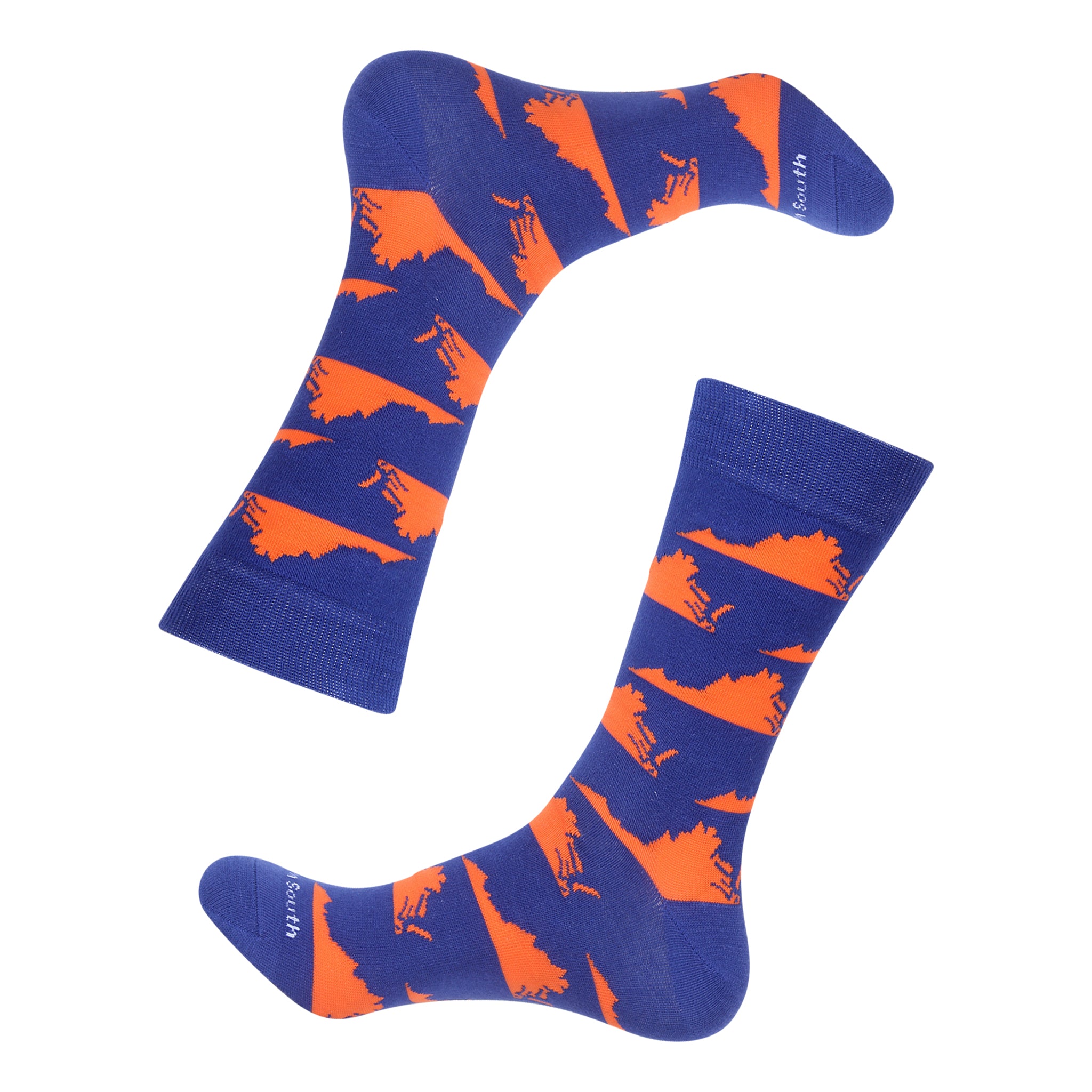 Blue/Orange Virginia Shape Socks