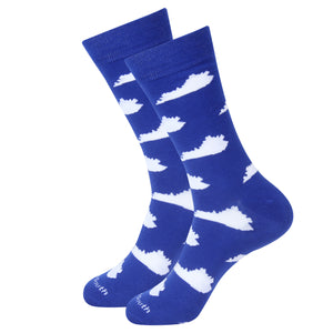 Blue/White Kentucky Shape Socks
