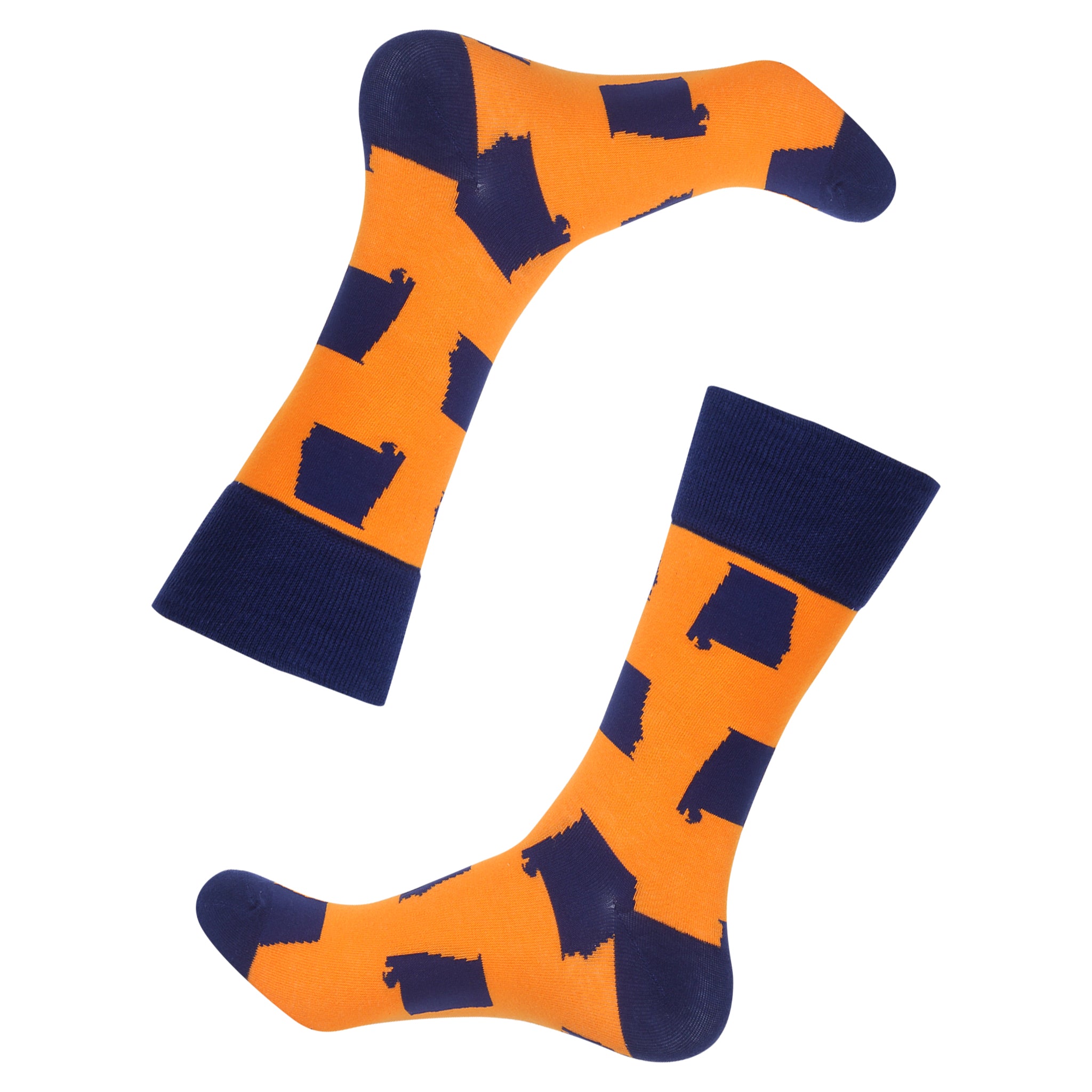 Orange/Blue Alabama Shape Socks