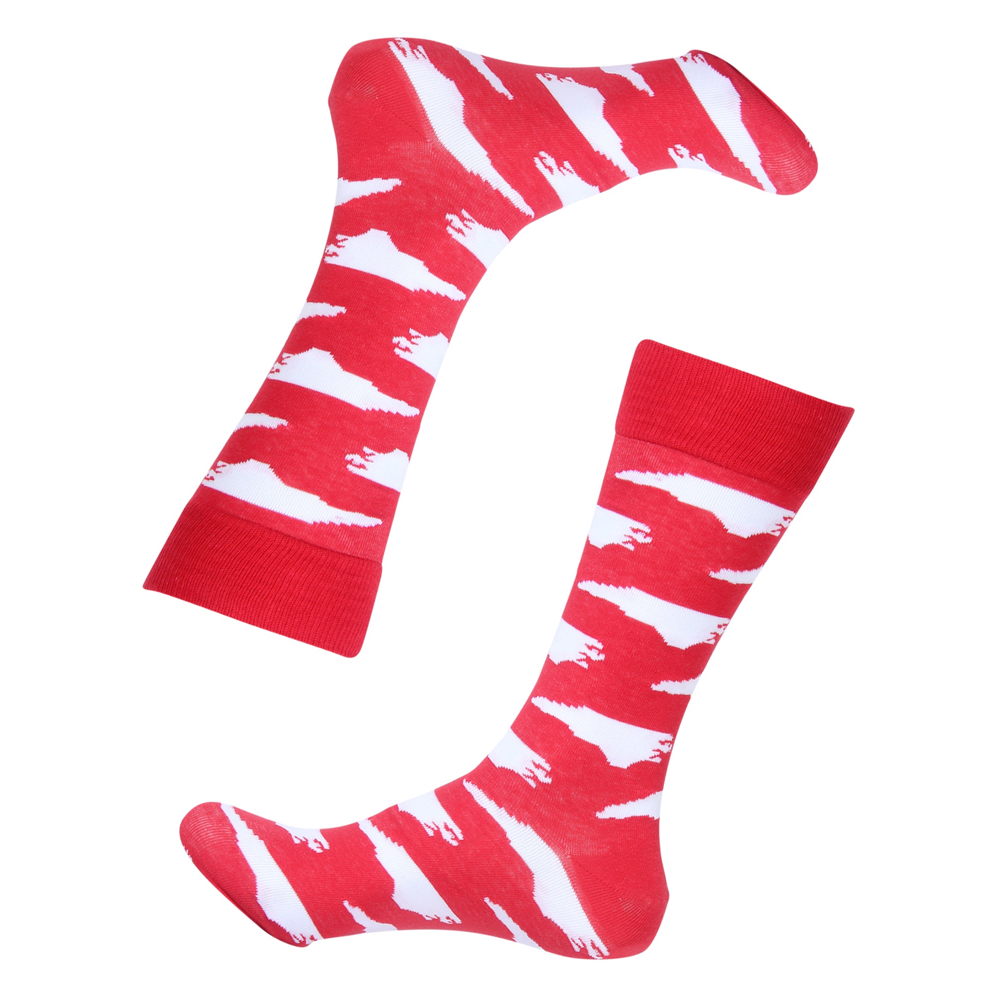 Red/White North Carolina Shape Socks