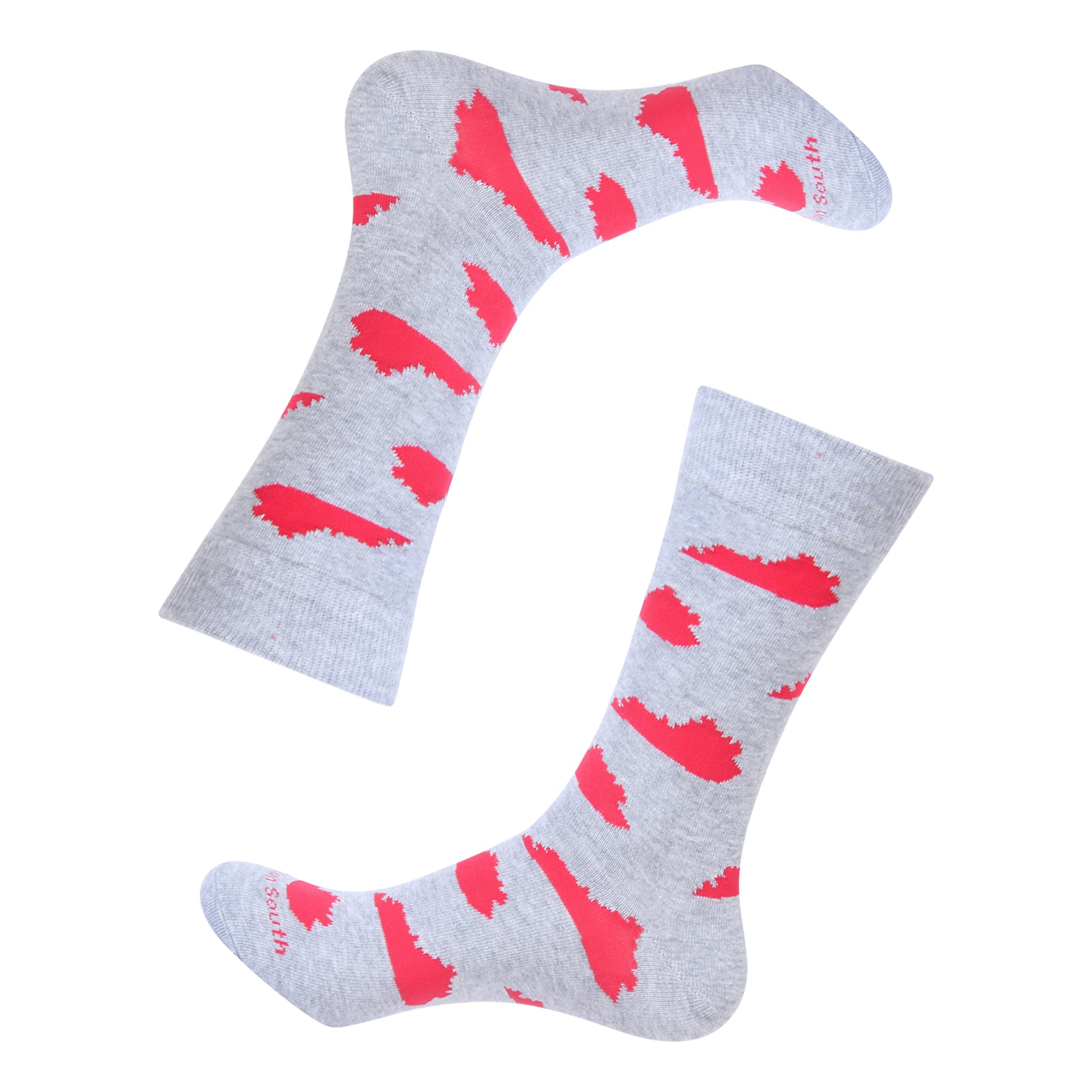 Grey/Red Kentucky Shape Socks