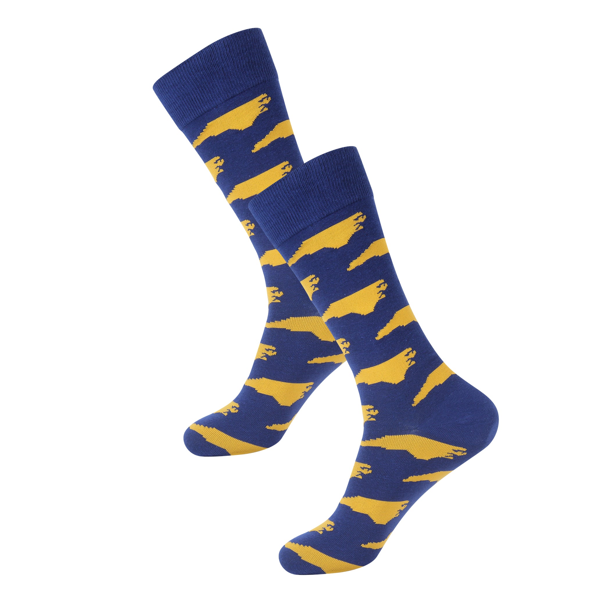 Blue/Gold North Carolina Shape Socks