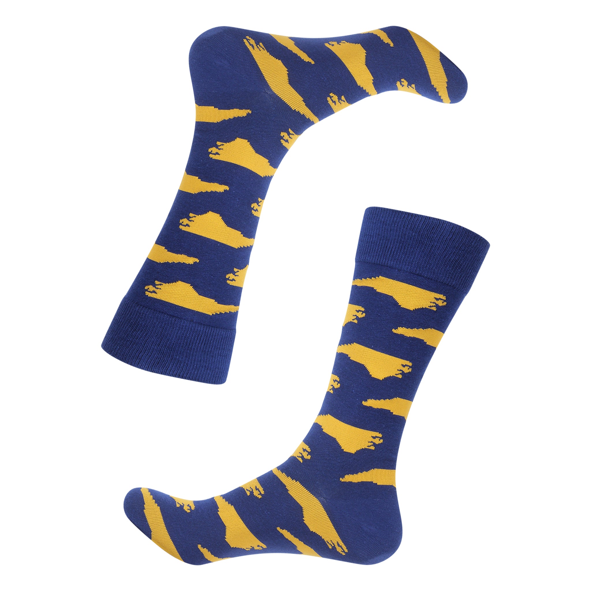 Blue/Gold North Carolina Shape Socks