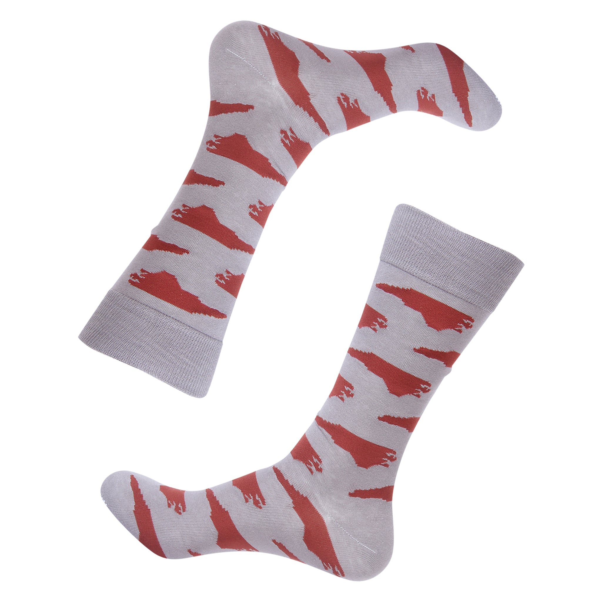 Grey/Maroon North Carolina Shape Socks