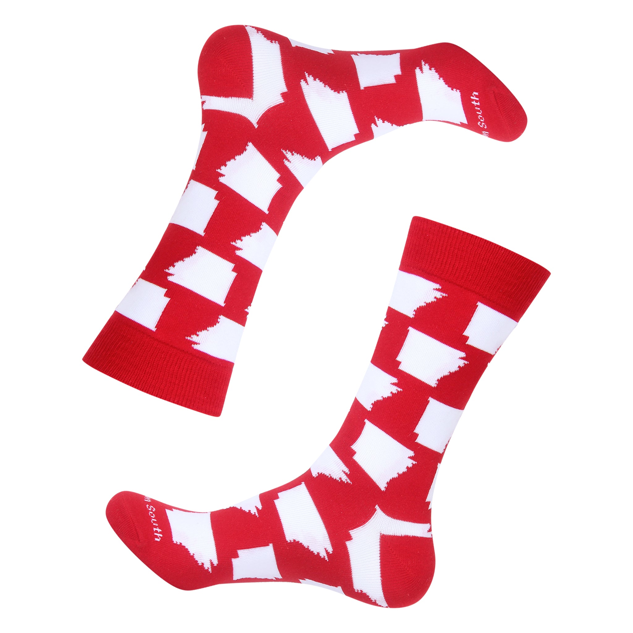 Red/White Arkansas Shape Socks