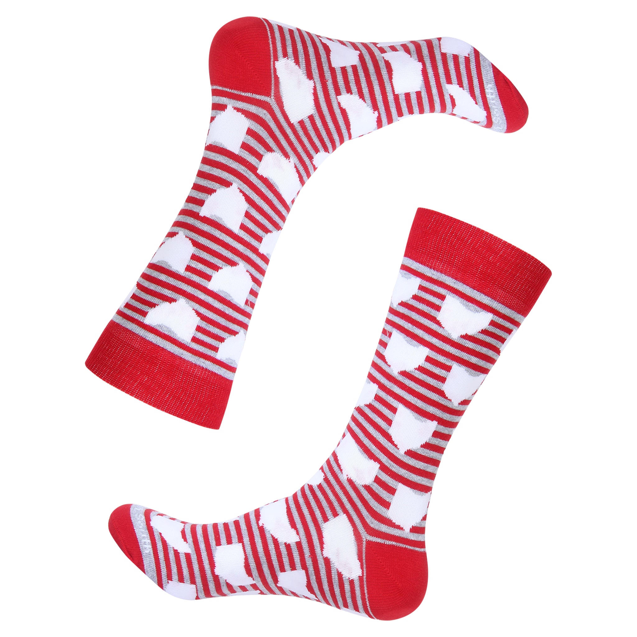 Red Stripe Ohio Shape Socks