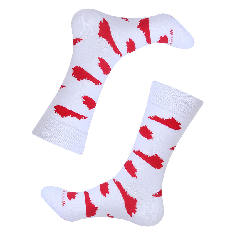 White/Red Kentucky Shape Socks