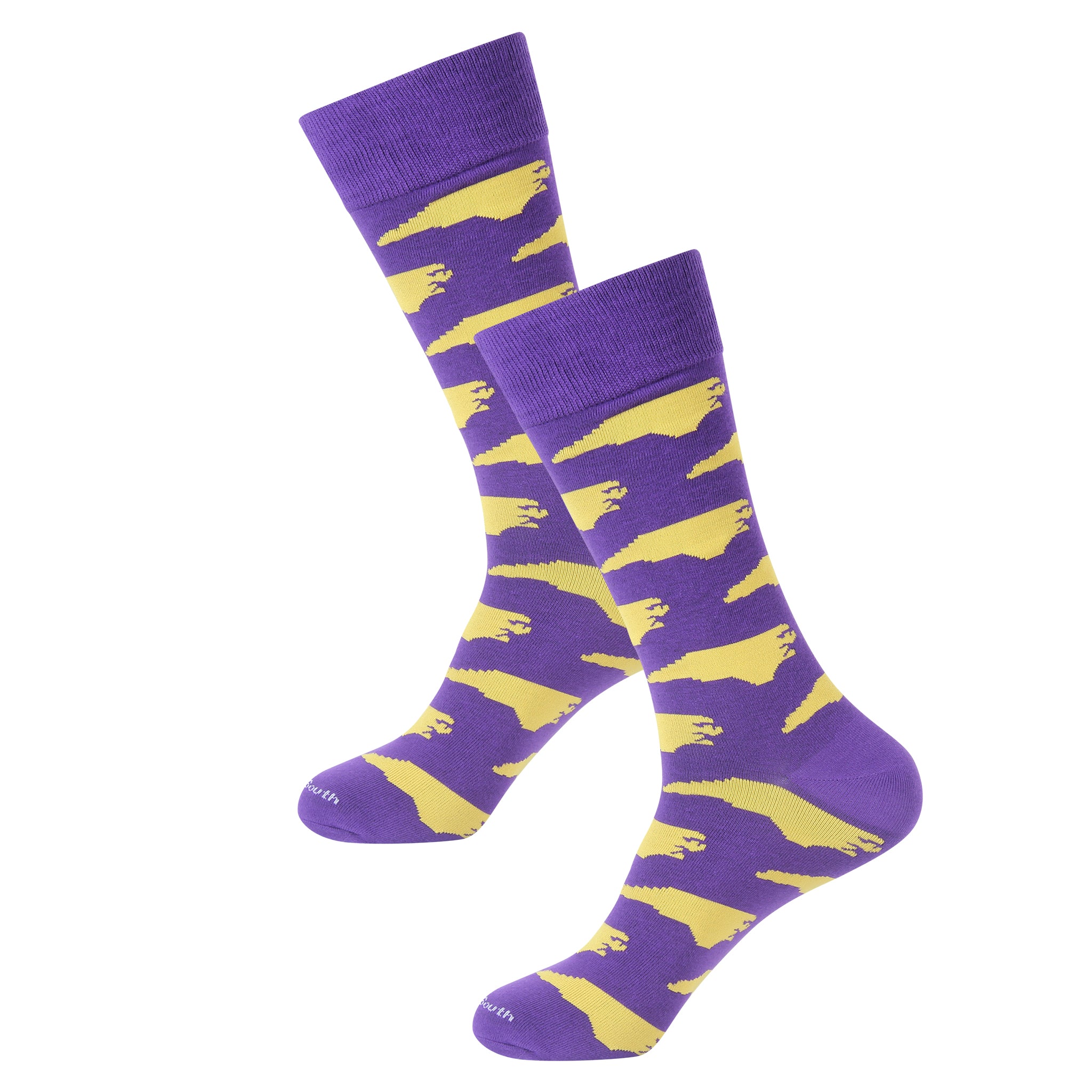 Purple/Gold North Carolina Shape Socks