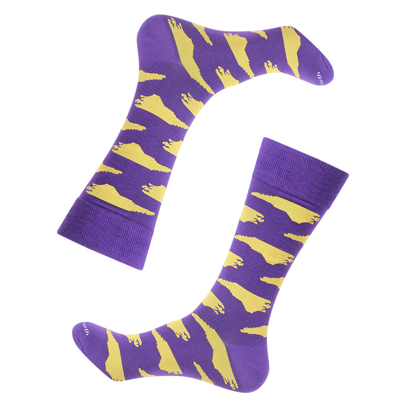 Purple/Gold North Carolina Shape Socks