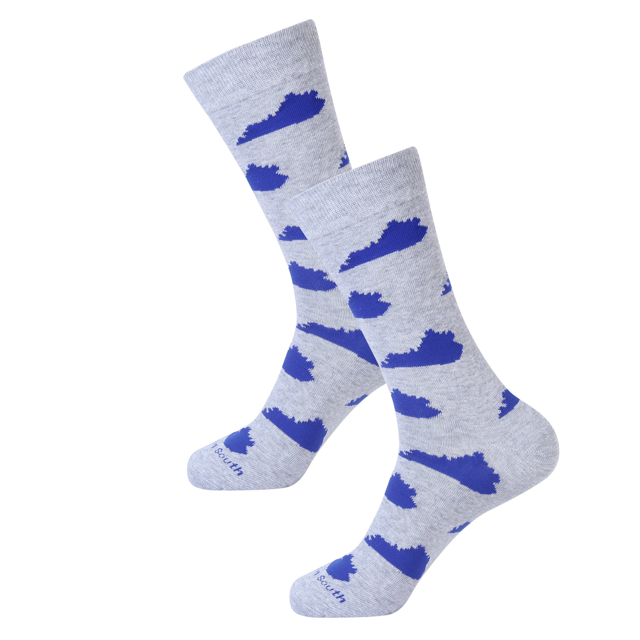 Grey/Blue Kentucky Shape Socks