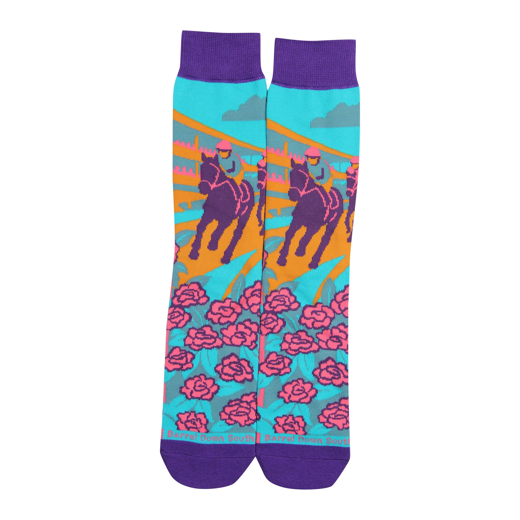 Last Furlong Horse Racing Derby Socks - Barrel Down South