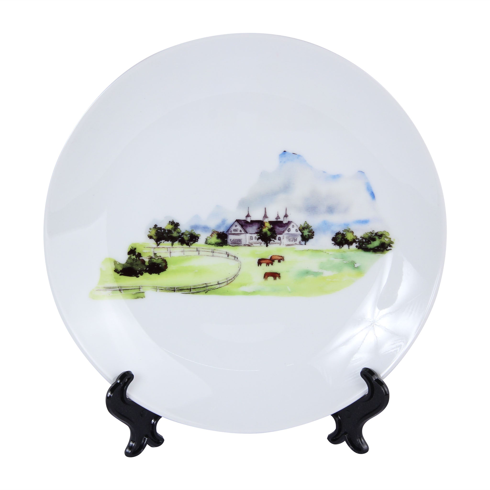 Kentucky Shape Horse Farm Plate - Barrel Down South
