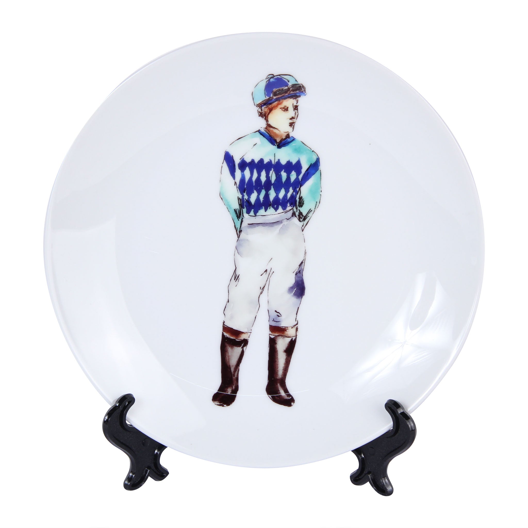 Blue Argyle Standing Jockey Plate - Barrel Down South