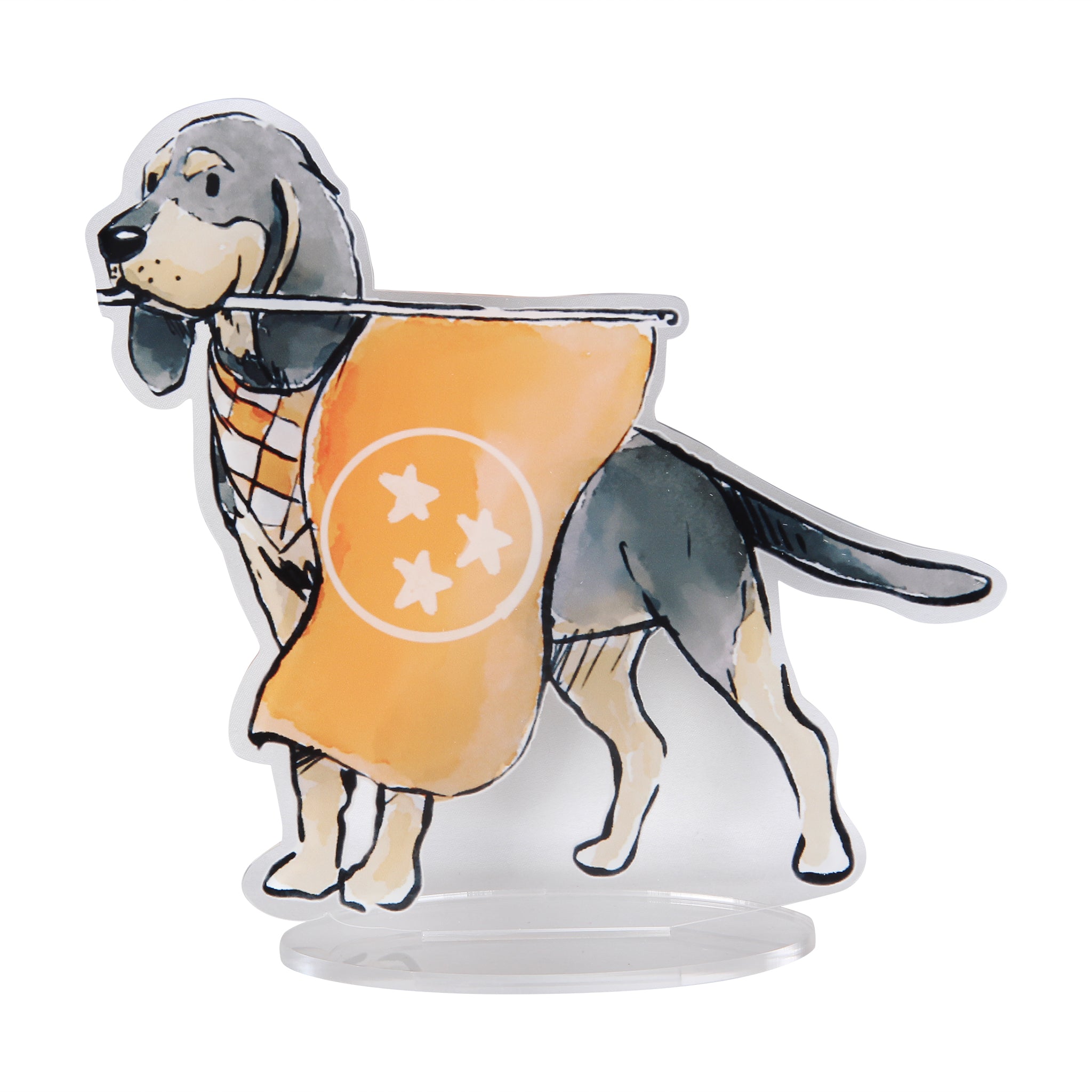 Bluetick Coonhound Carrying Flag Acrylic Standee - Barrel Down South