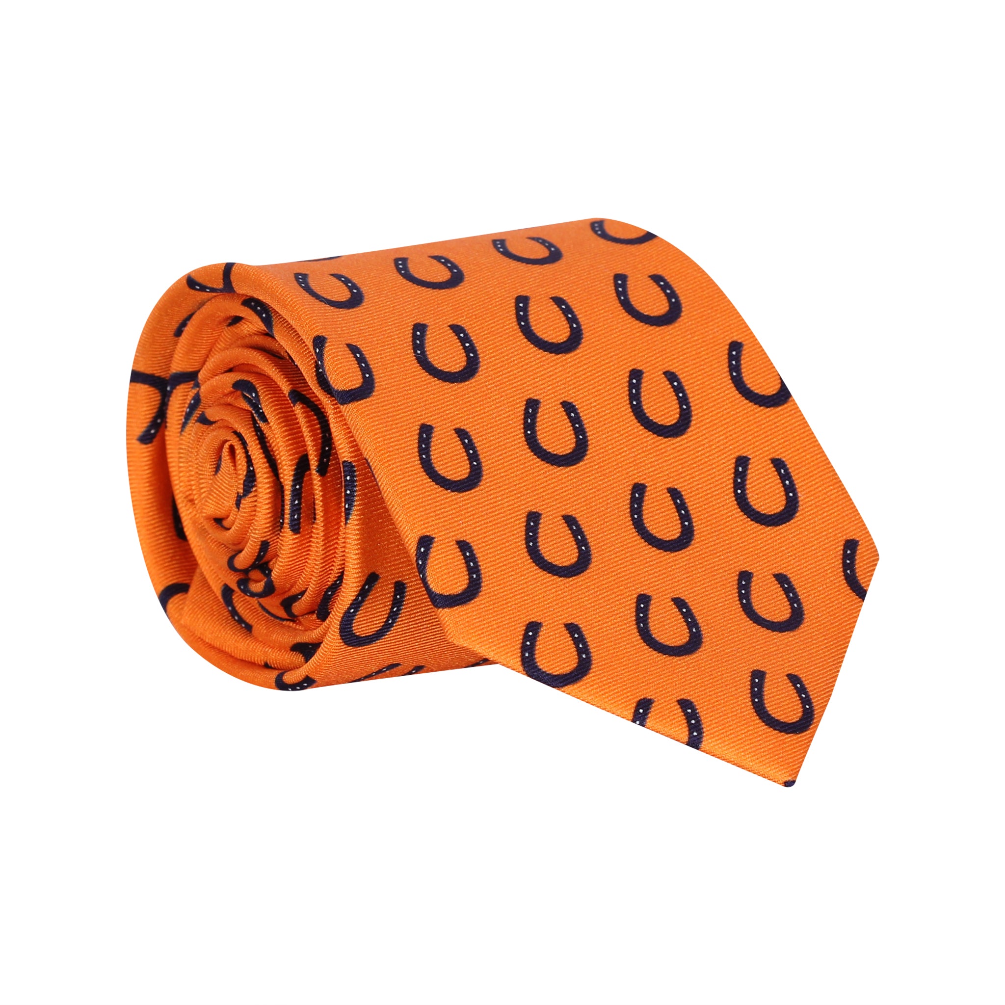 Orange Horseshoe Pattern Necktie - Barrel Down South