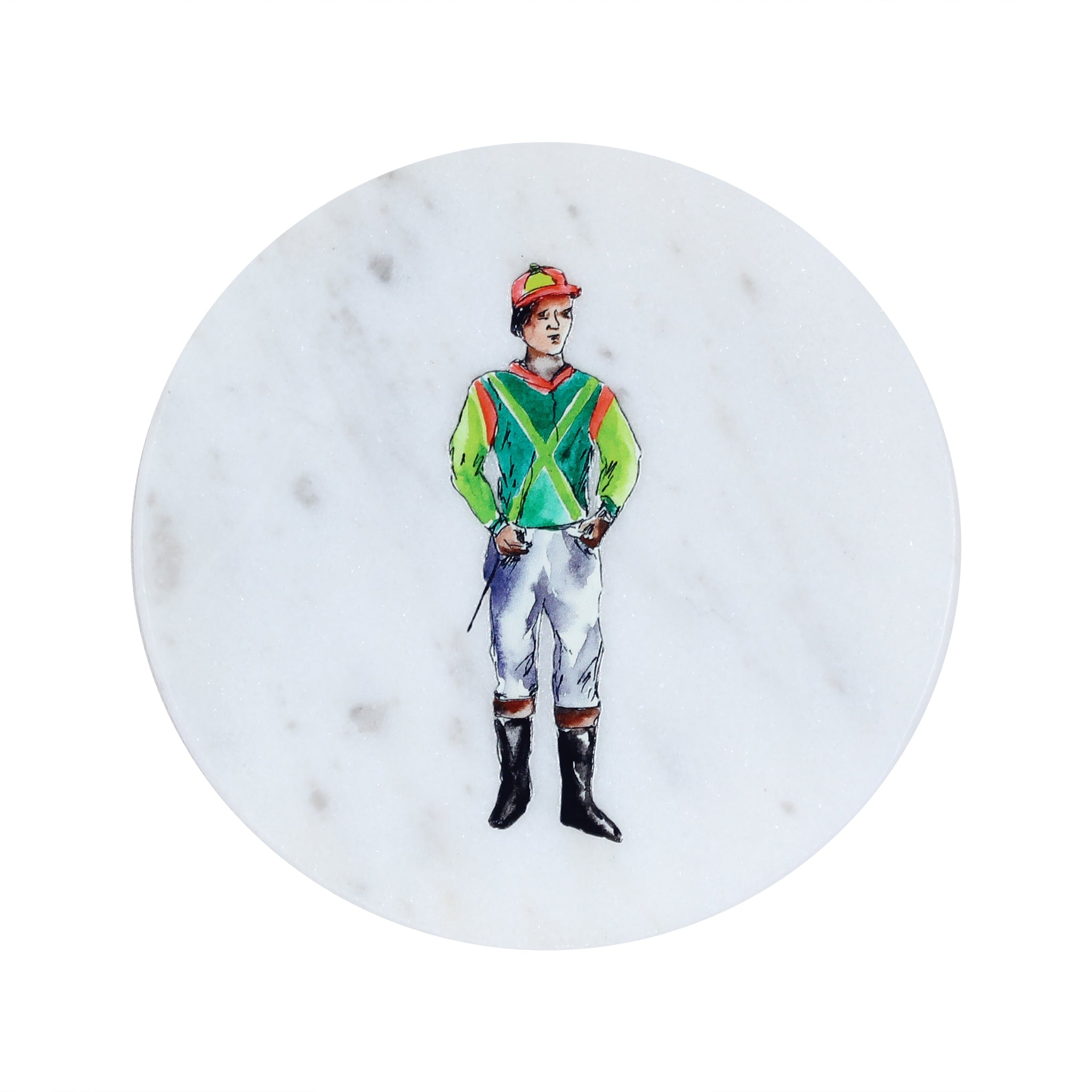 Green and Orange Standing Jockey Marble Coaster - Barrel Down South