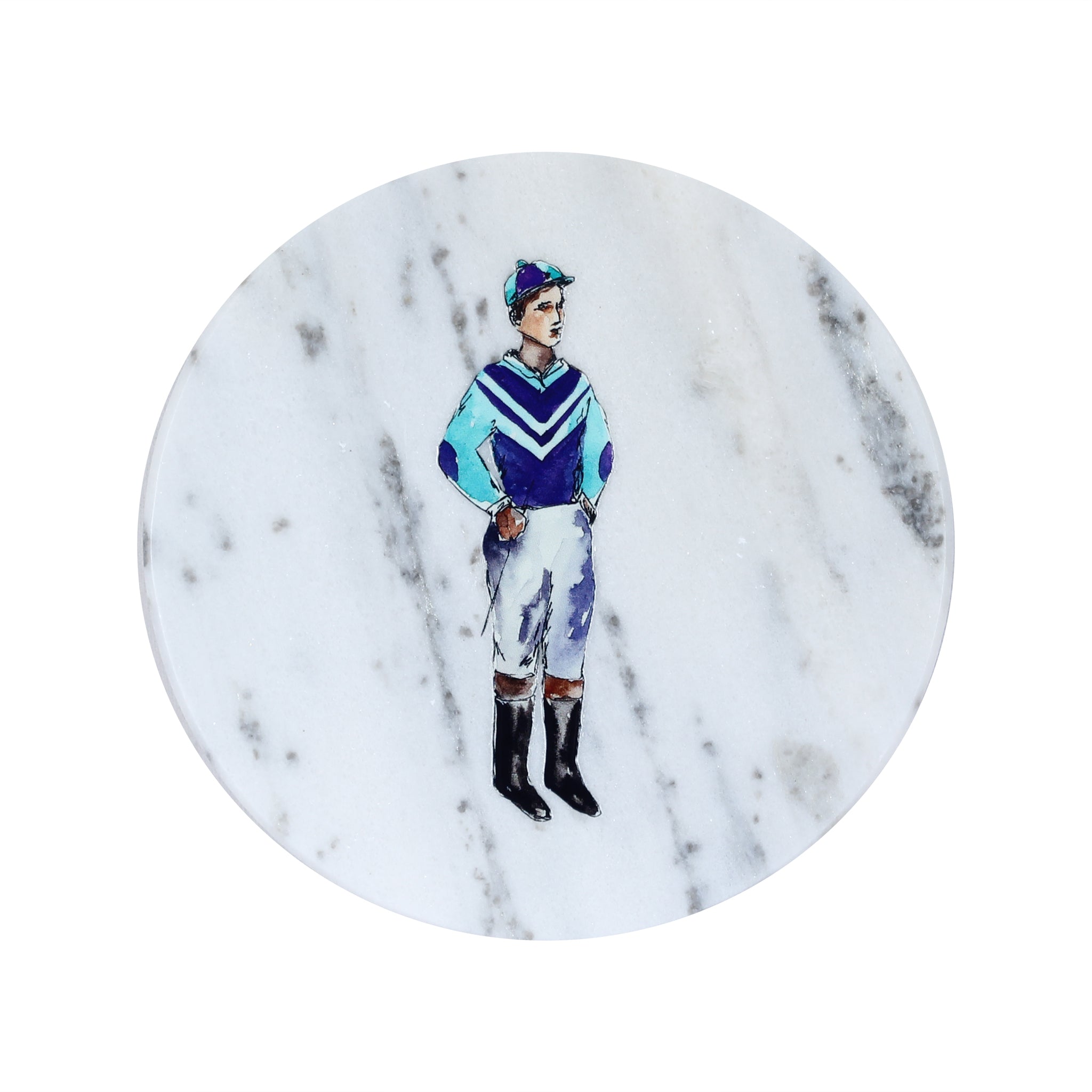 Blue Standing Jockey Marble Coaster - Barrel Down South