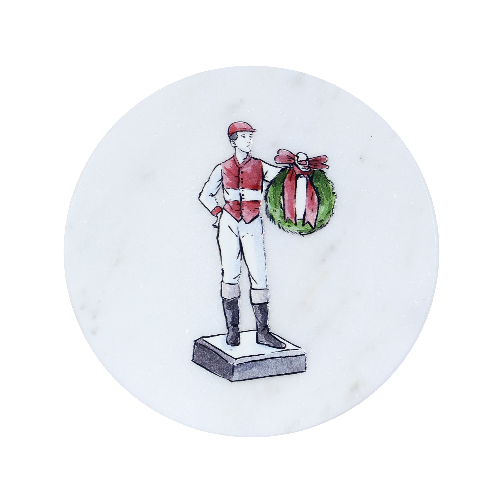 Christmas Jockey with Wreath Marble Coaster - Barrel Down South