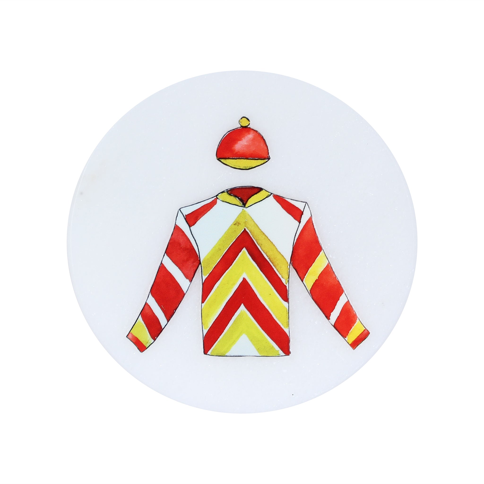 Red Yellow Jockey Silk Marble Coaster - Barrel Down South