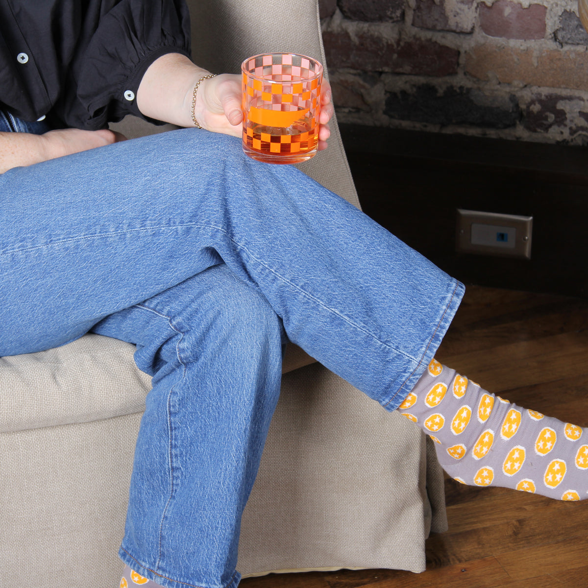 Grey/Orange Tennessee Tri Star Socks - Barrel Down South